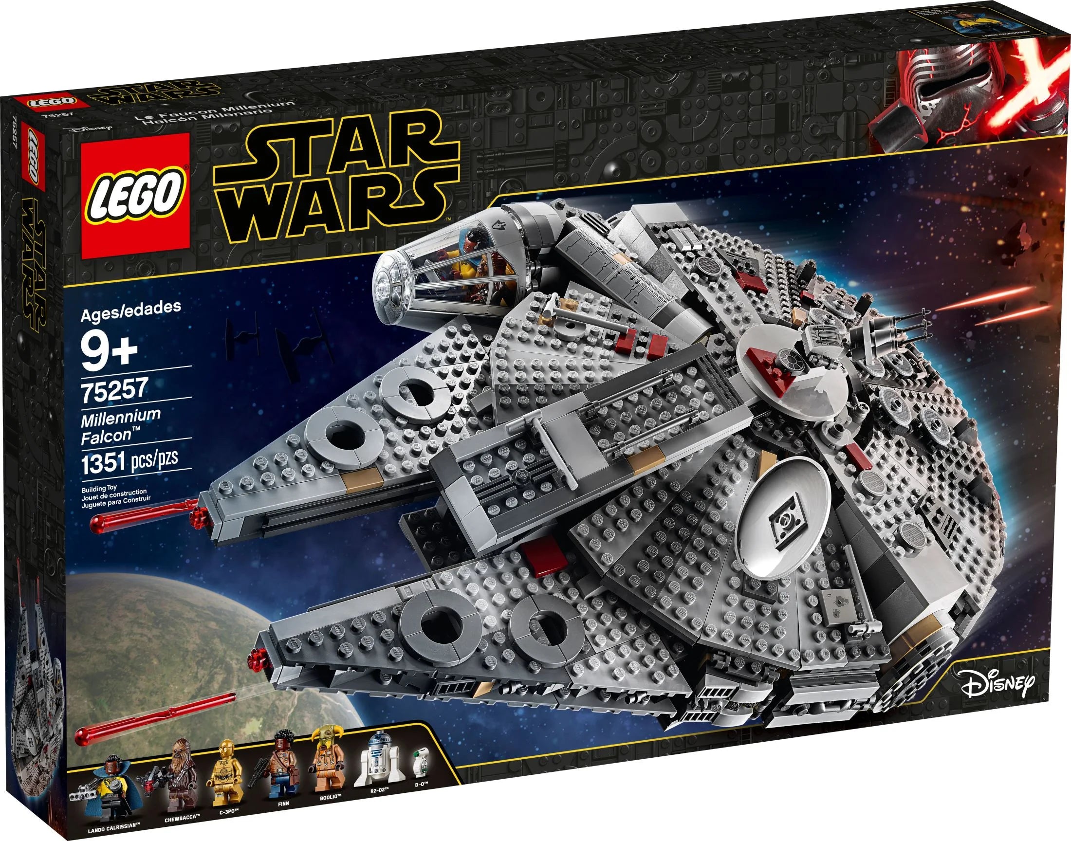 LEGO Star Wars Millennium Falcon 75257 - Modèle de vaisseau spatial avec figurines Finn, Chewbacca, Lando Calrissian, Boolio, C-3PO, R2-D2 et D-O, collection du film L
