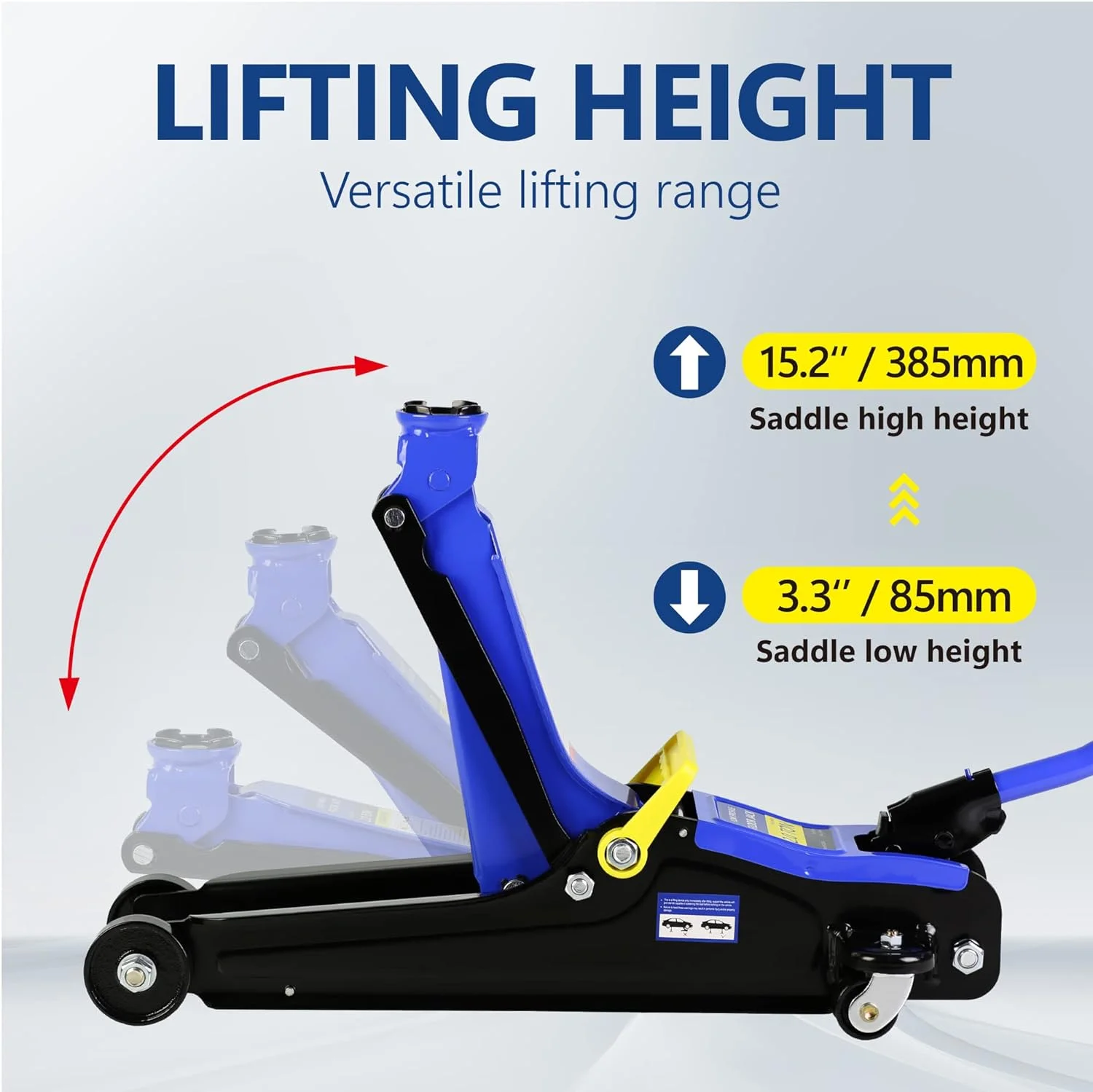 POVANLI Floor Jack, 2 Ton Low Profile Floor Jack, 3t Jack Stand Tire Repair Kit Heavy Duty Steel Racing Floor Jack with Single Piston Quick Lift Pump, Floor Jack Lifting Range 3.3" - 15.2"