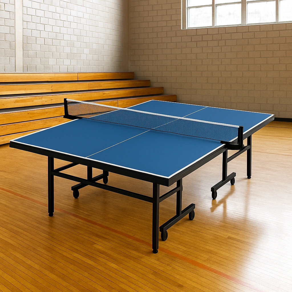 Tischtennisplatte aus blau/schwarzem Stahl für den Innen- und Außenbereich, 274 x 152,5 x 76 cm