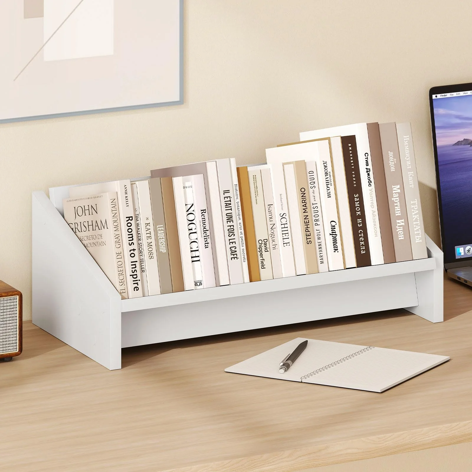 Tangkula Wooden Desktop Bookshelf | Tilting Bookcase Organizer for Magazines