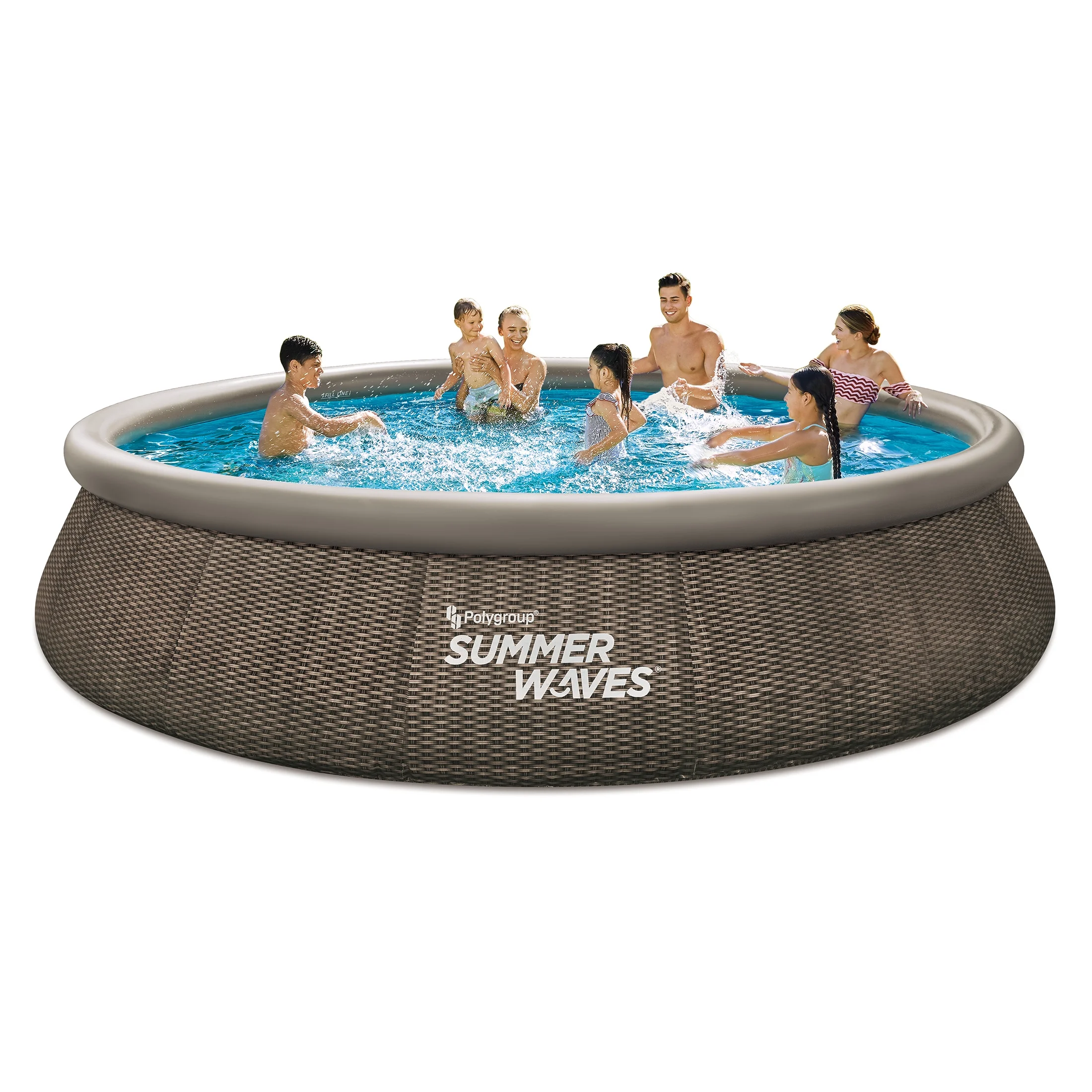 Piscine ronde Summer Waves Quick Set 4,5 m, motif rotin foncé, collection 2025. Pour les enfants de plus de 6 ans. Unisexe.