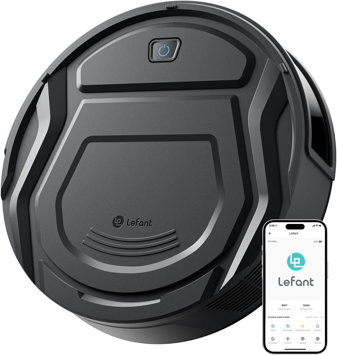 LEFANT M210 Pro robotstøvsuger 2200Pa, 120 minutters autonomi, WiFi/app/Alexa, forbedret anti-kollisions- og anti-faldsensor, intelligent navigation, slank og stille, 6 rengøringstilstande