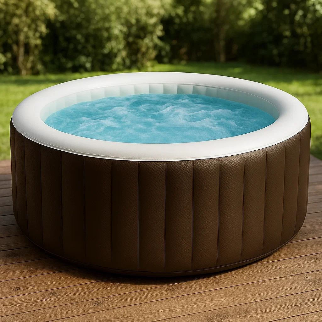 Aufblasbare Whirlpools, 150 x 150 x 71 cm, 4 Personen, rund, braun/weiß OlPzrkA324YJ