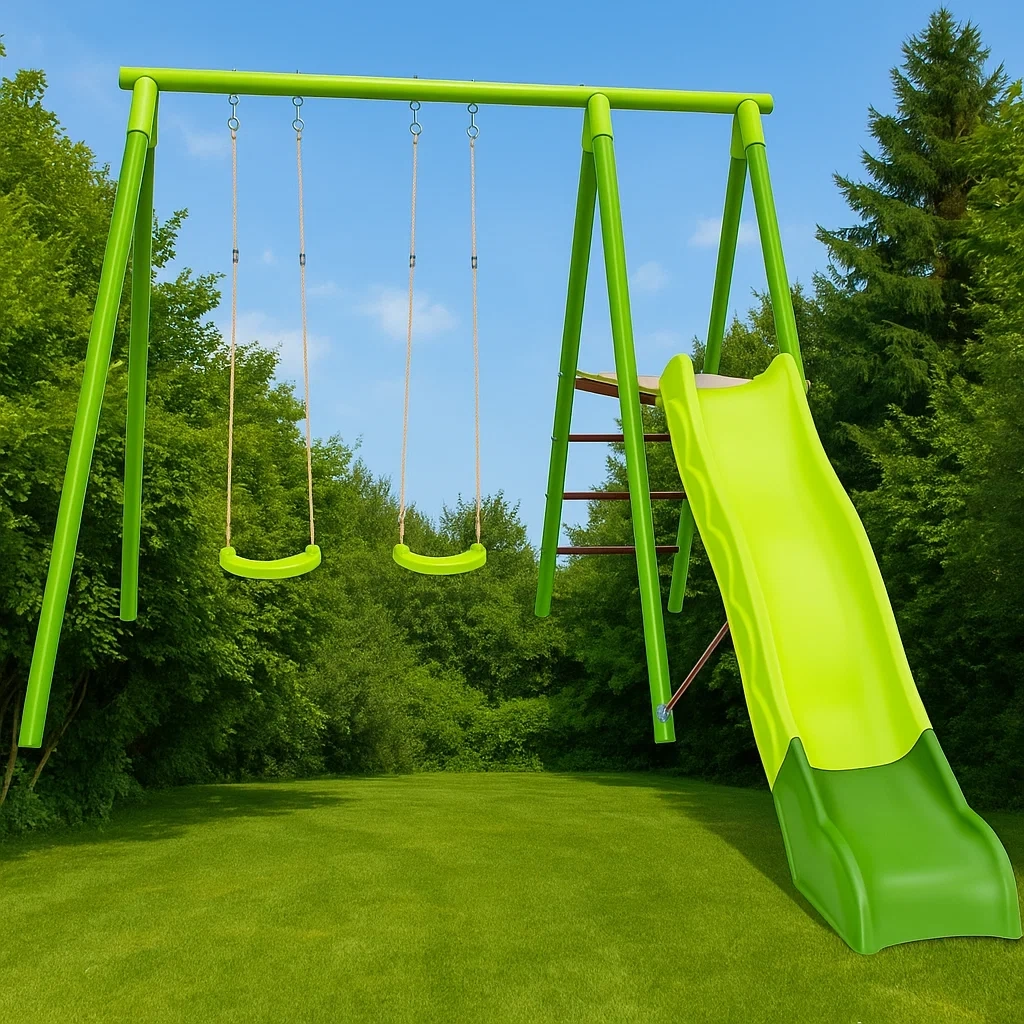 Balançoire pour enfants 260x185x175 cm vert métal/plastique - ZxWKoiMn27Rg