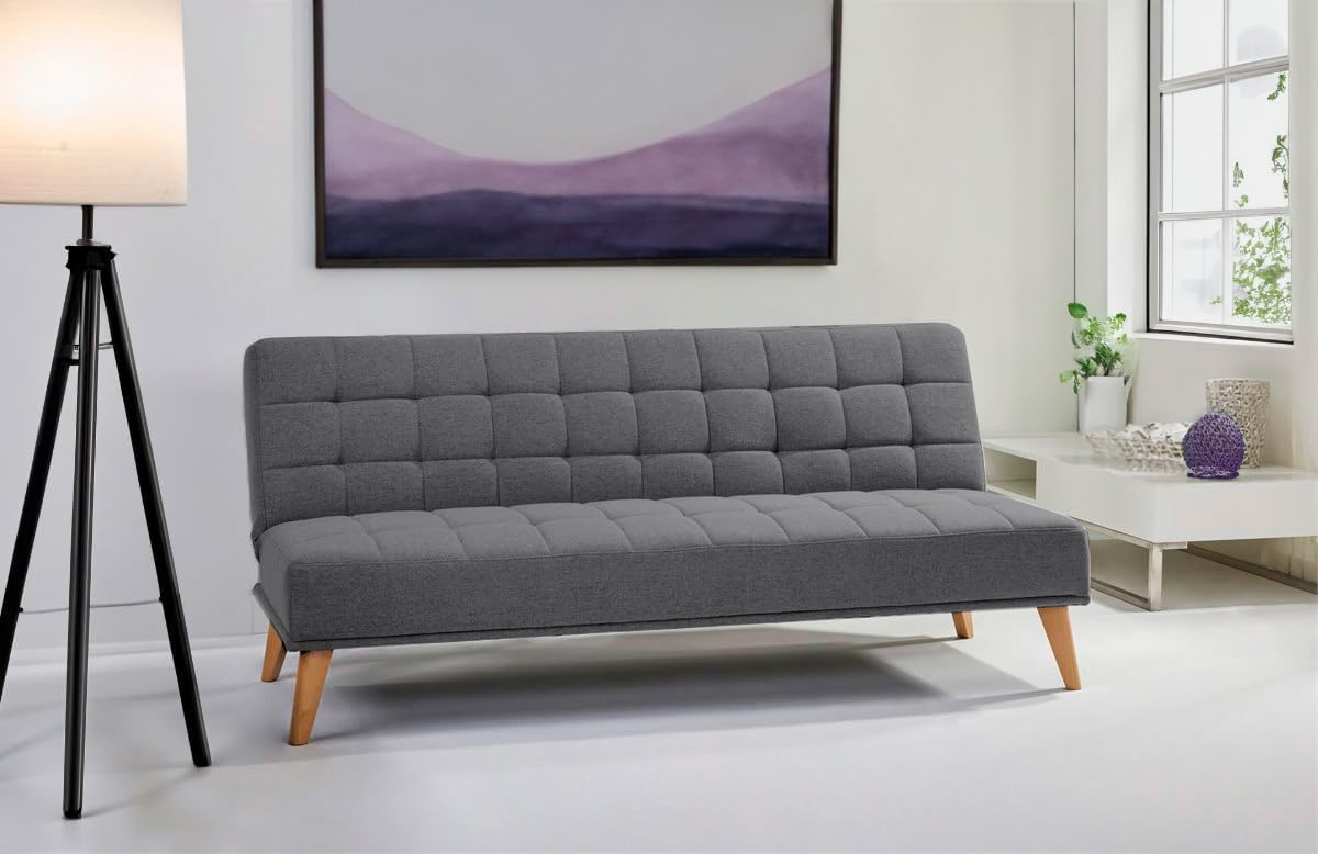 SHIITO | Versailles-model - Click-Clack sovesofa | Hvor elegance og komfort mødes | Tuftet design i grå | 189,5 x 88 x 89 cm