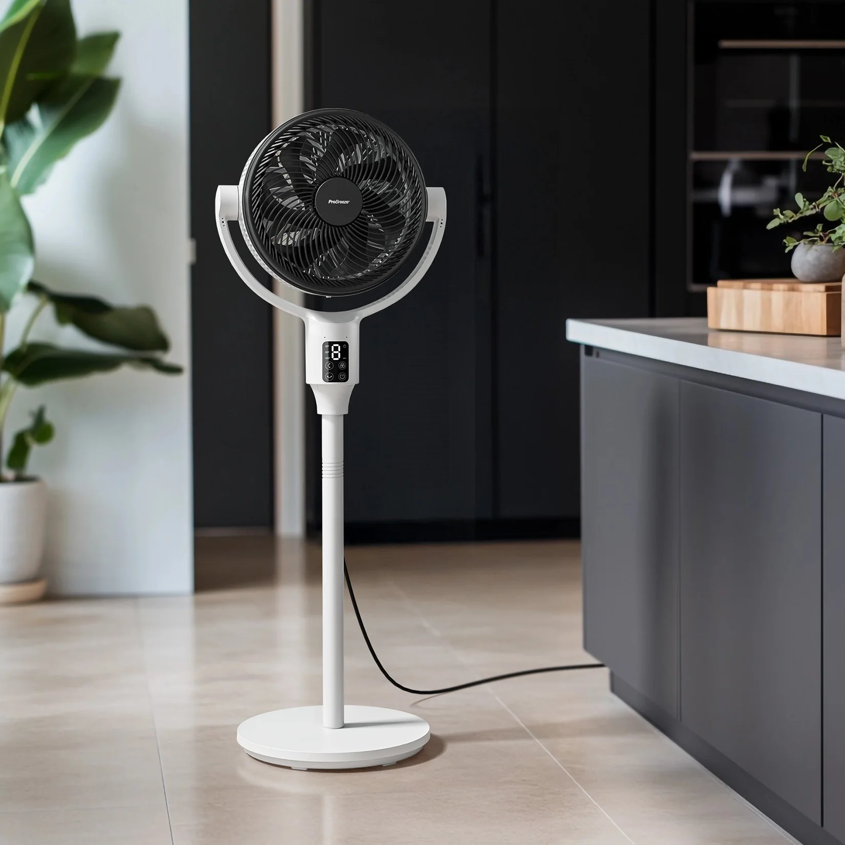 2025 AirFlo Plus™ 44 Hybrid Standerventilator – Ultrastille Luftcirkulator – Hvid