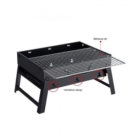 Barbecue à charbon portable et pliable avec grille 43 x 29 x 20 cm