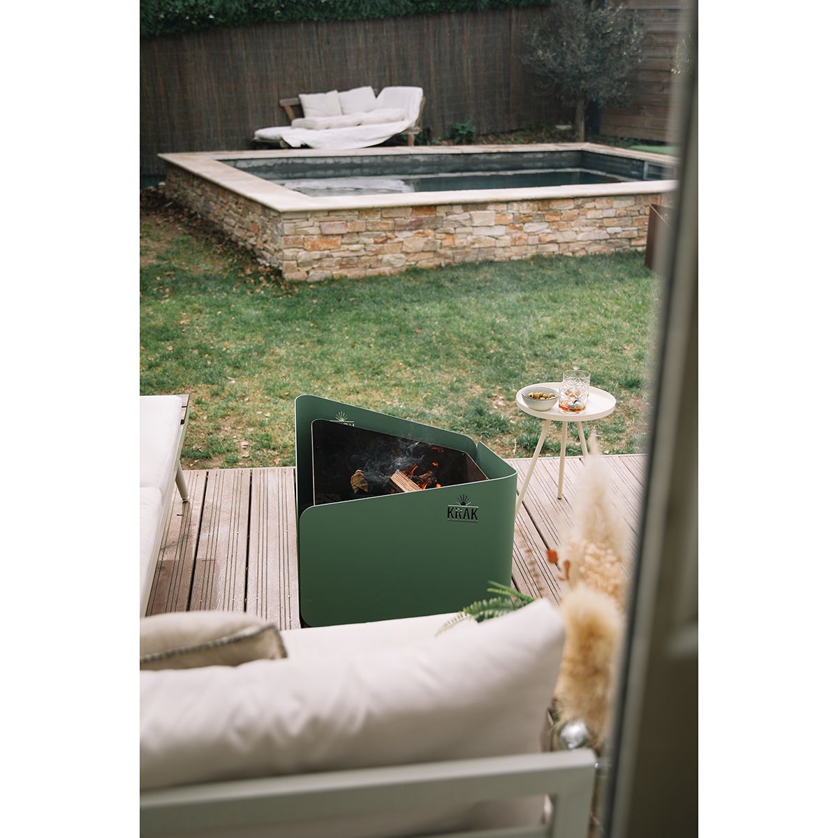 Krak Holz-Feuerschale 79x69cm - Levant Vert Provence