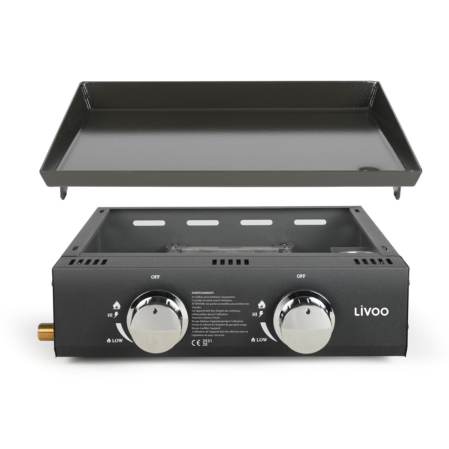 Livoo Gasgrillplatte 4,7 kW, emaillierte Stahlplatte 41,5 x 36 cm - Doc276