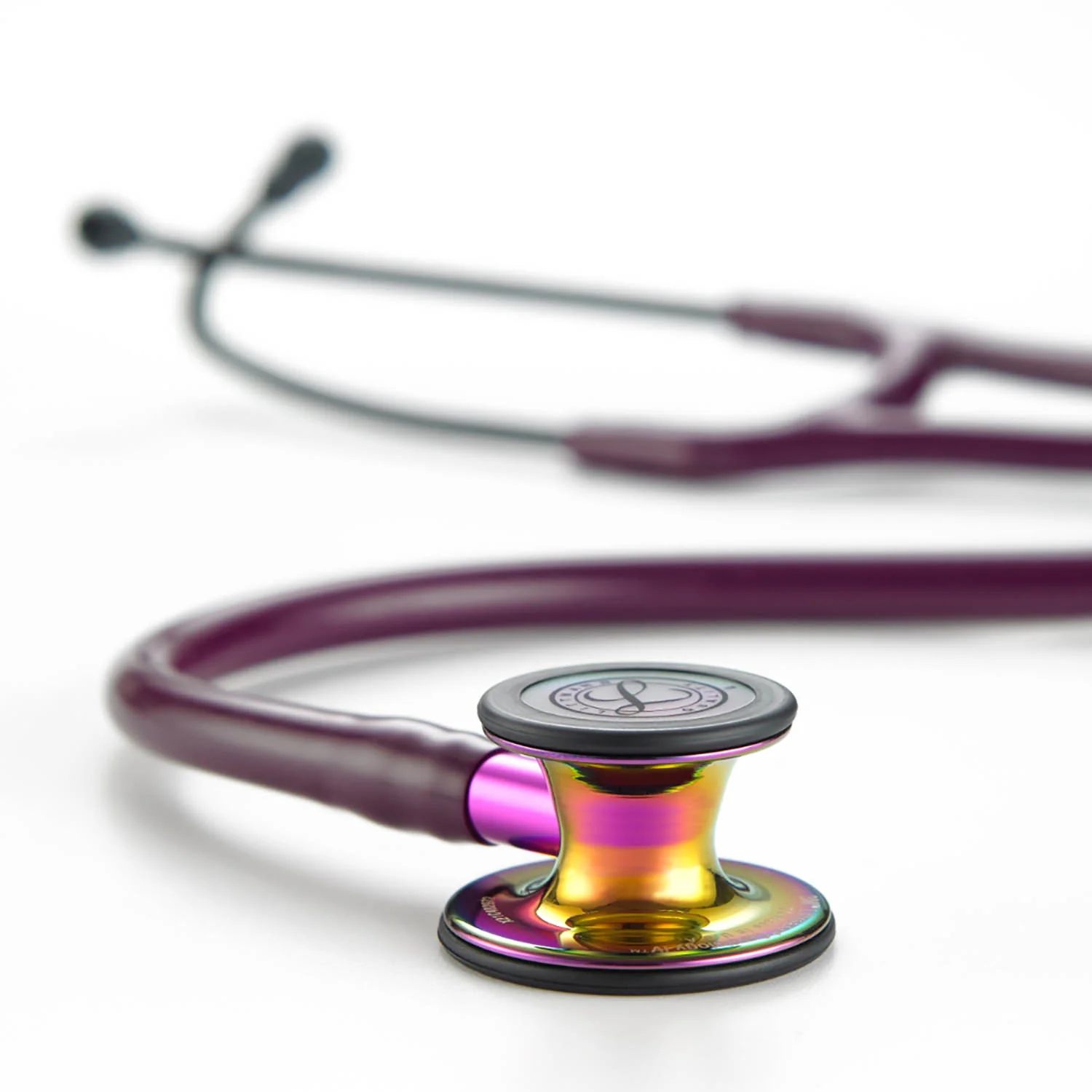Stéthoscope de diagnostic Littmann Cardiology IV 2025 : finition brillante arc-en-ciel et prune – tubulure violette 6239