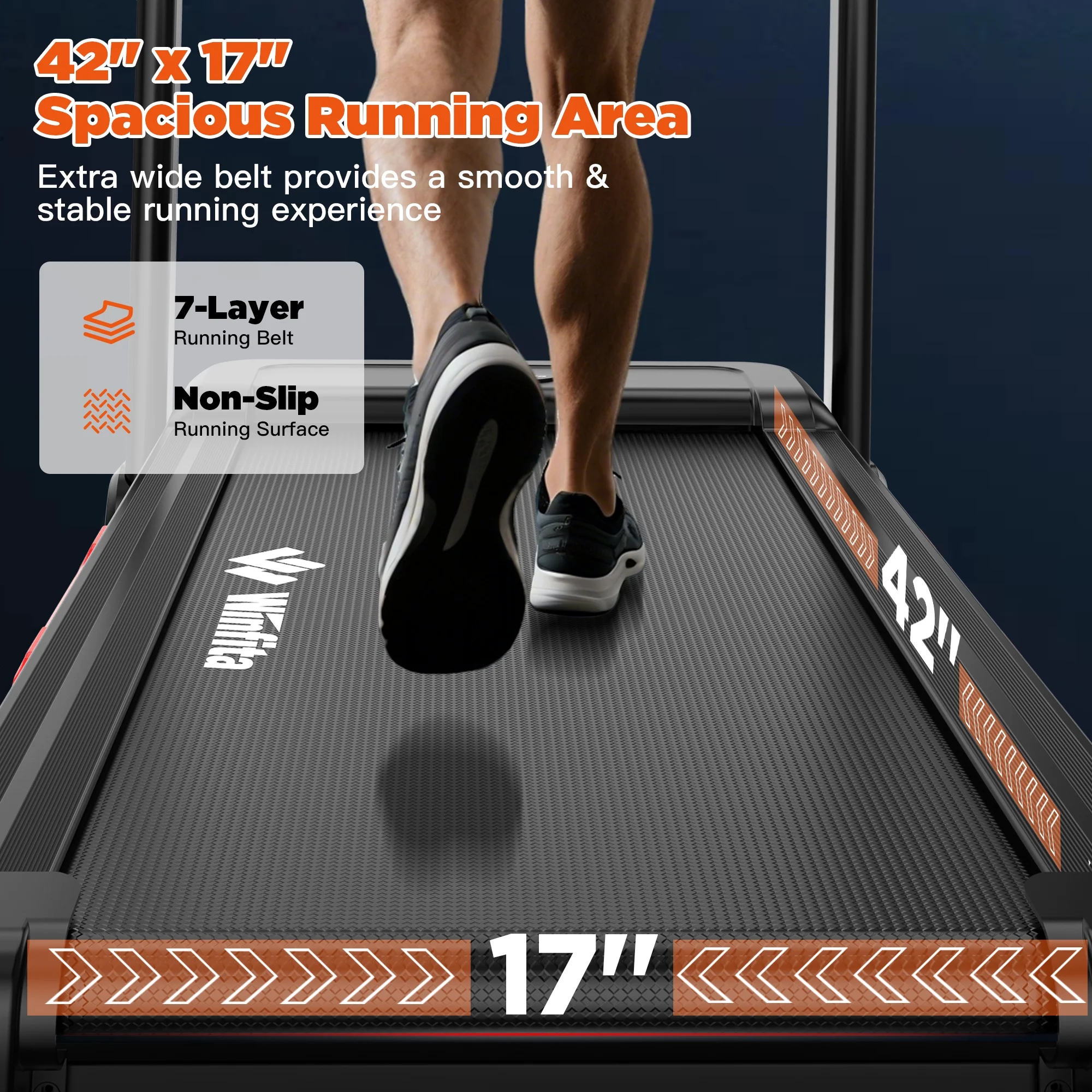 Treadmill with Incline, 3.5 HP Foldable Treadmills for Home, 8MPH Incline Treadmill, 3 - Level Adjustable, 300 lb Capacity, Quiet Running, 360° Adjustable Device Holder, 64 Programs