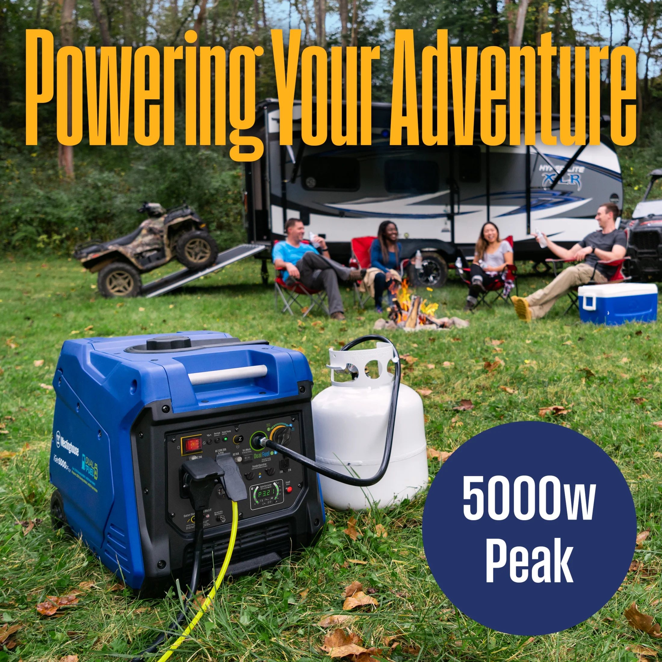 Westinghouse 5000 Peak Watt Portable Dual Fuel Inverter Generator, Recoil Start, Gas/Propane