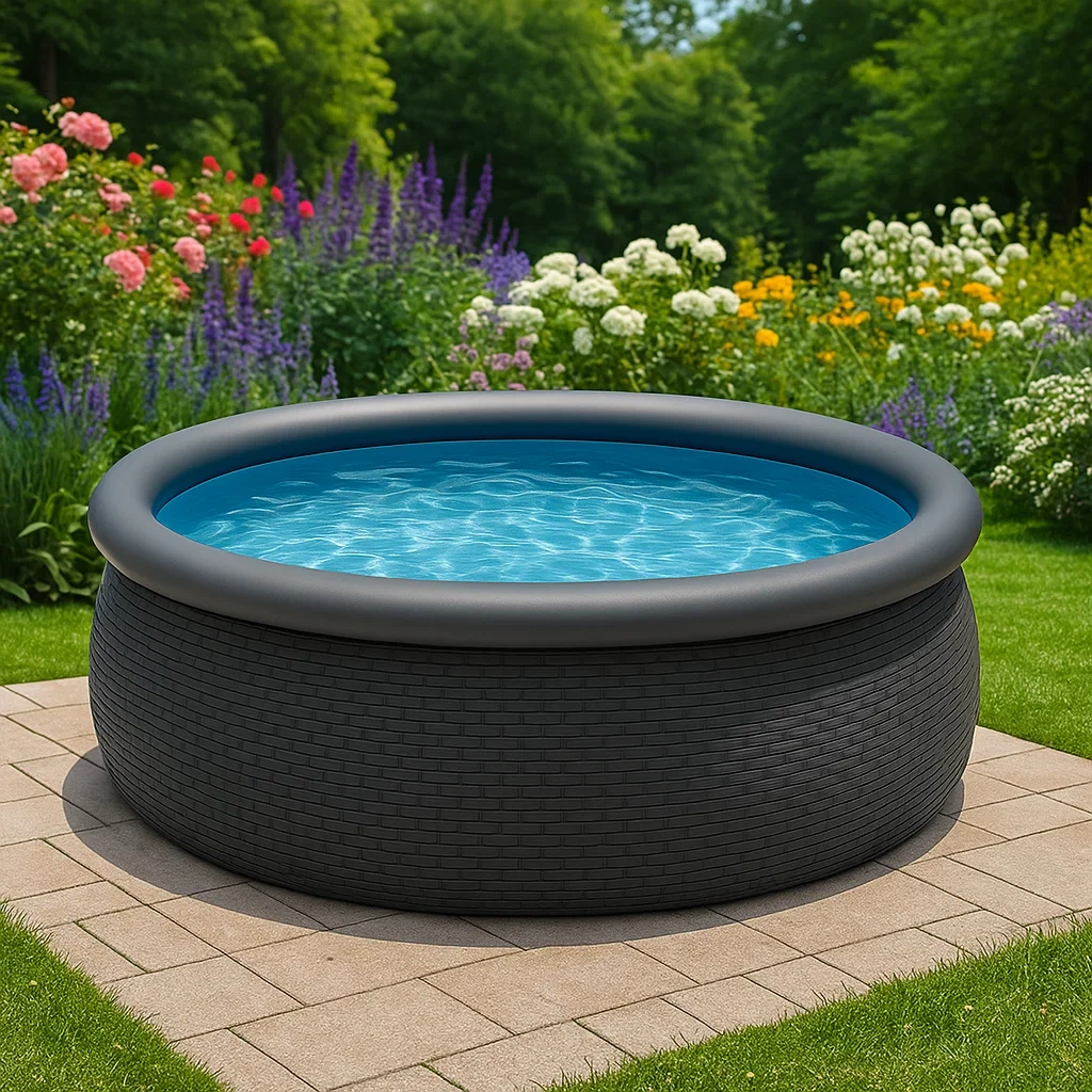 Piscine hors-sol ronde 366 x 76 cm avec pompe de filtration, grise elABvVGf42RU