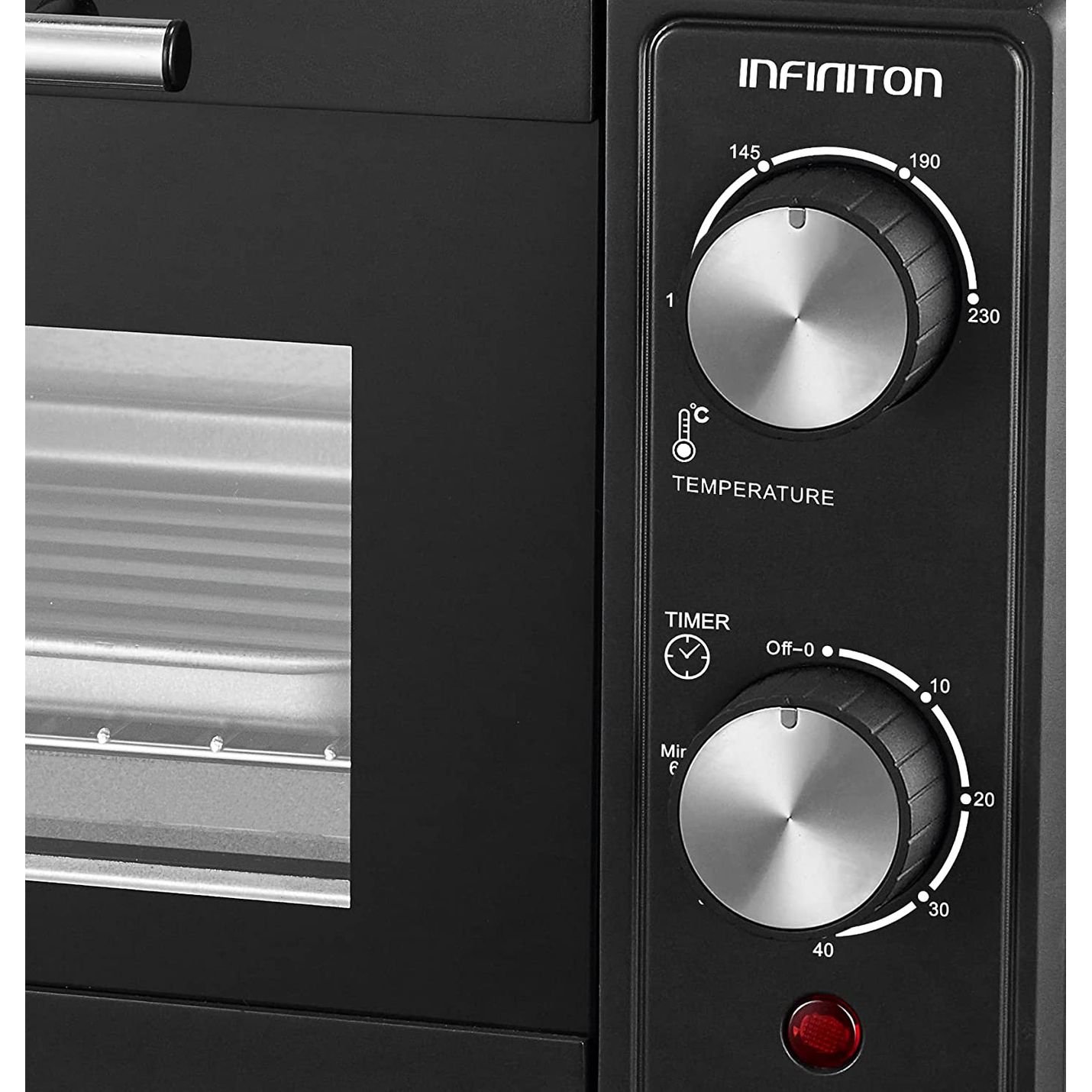 Infiniton HSM-71N91 - Four de table portable, noir, 9 litres, minuterie, double vitrage, thermostat réglable jusqu