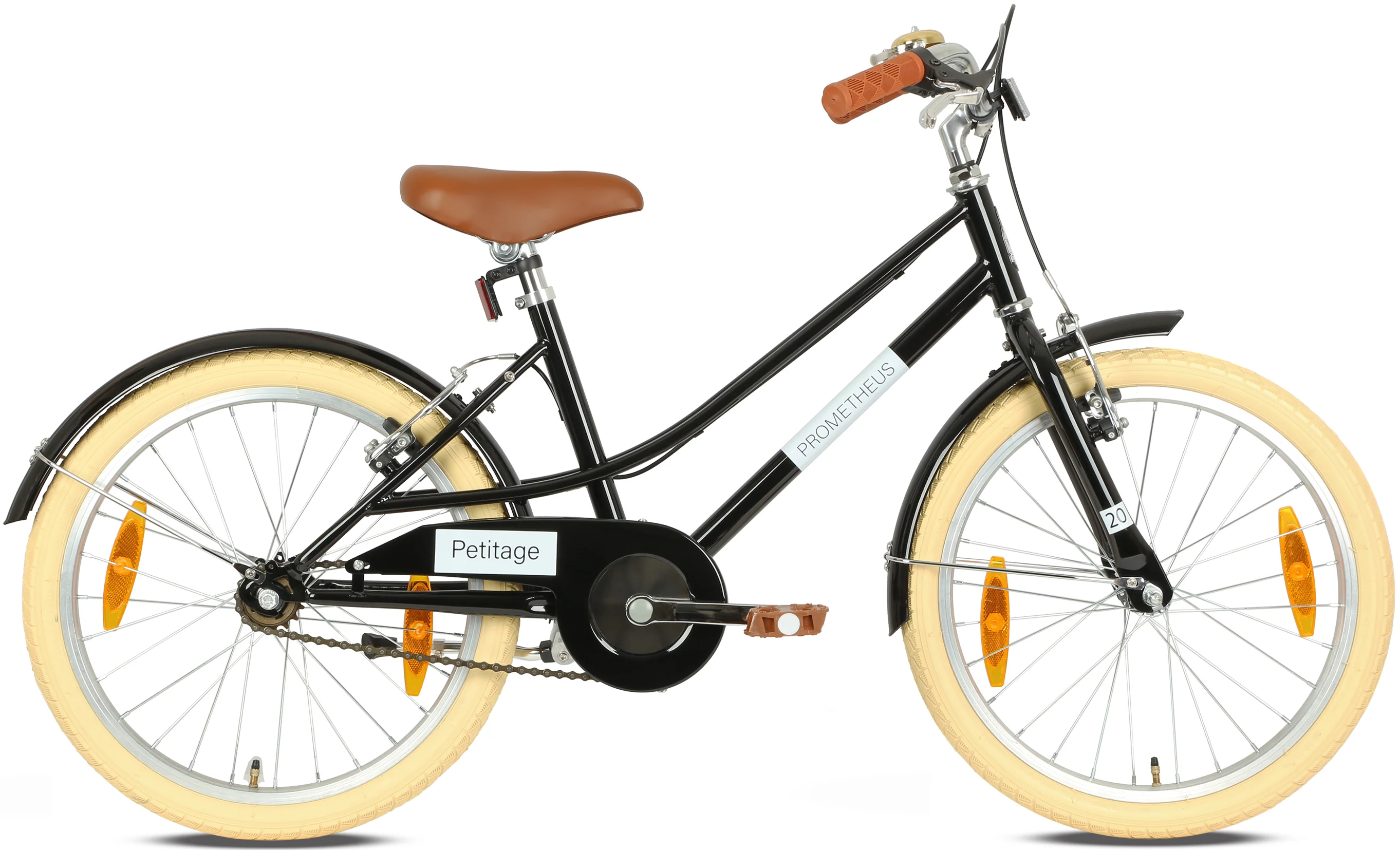 2025 Retro 20-tommer børnecykel. Sort. Til børn i alderen 6-7 år.