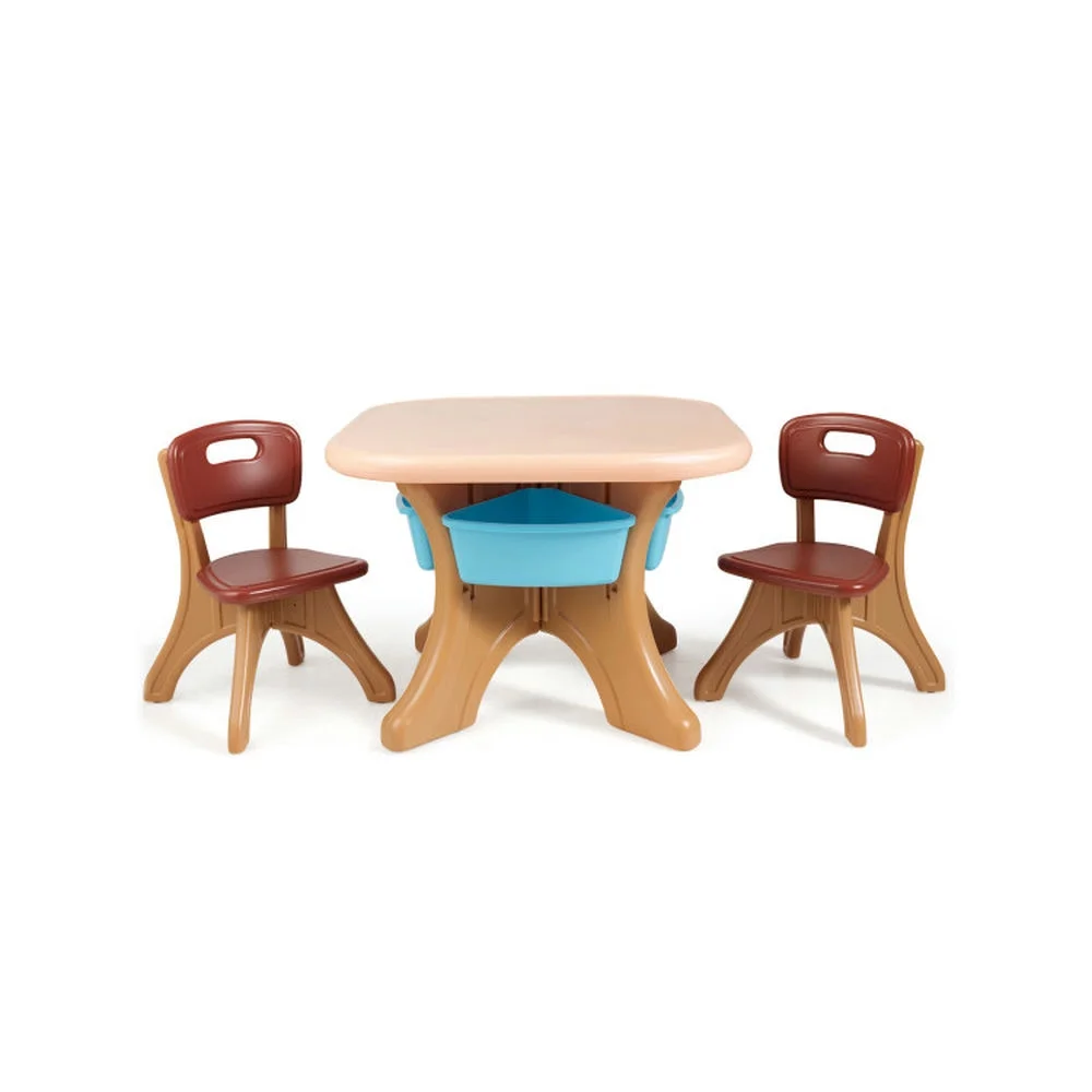 Resenkos Children Kids Activity Table & Chair Set Play Furniture W/Storage - Coffee, Small Folding Table for Arts & Crafts, Snack Time, Homeschooling, Homework