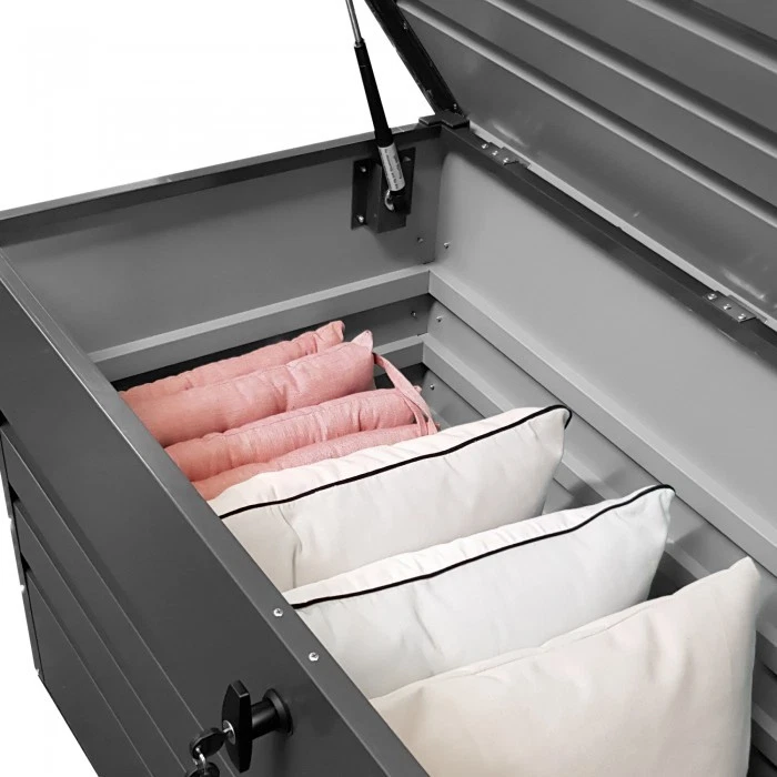 Coffre de jardin en métal 2025 – 400 L – Coffre de rangement avec couvercle