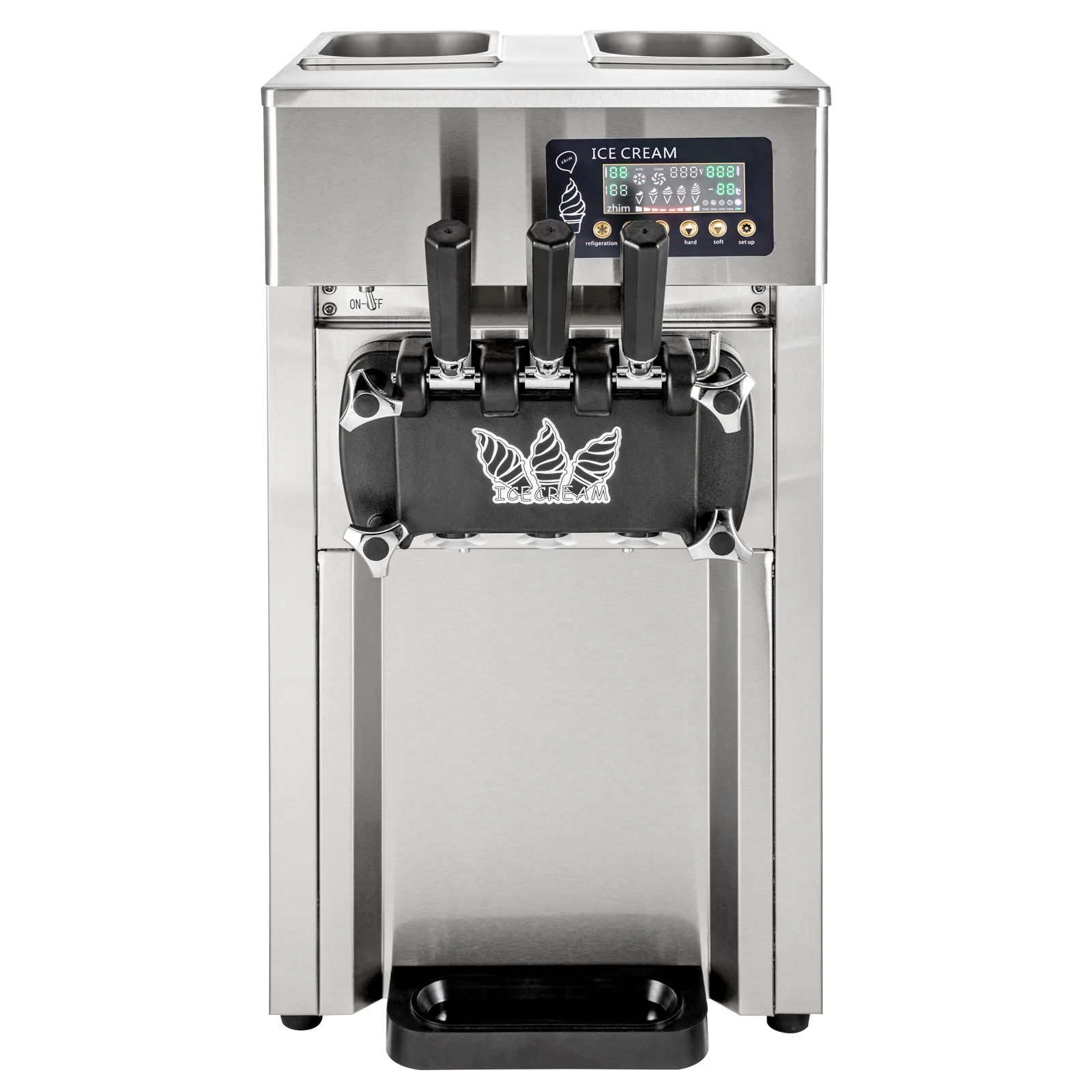 SIHAO 1200W Commercial Ice Cream Machine Countertop 18 L/H Soft Serve Ice Cream Maker with LED Display
