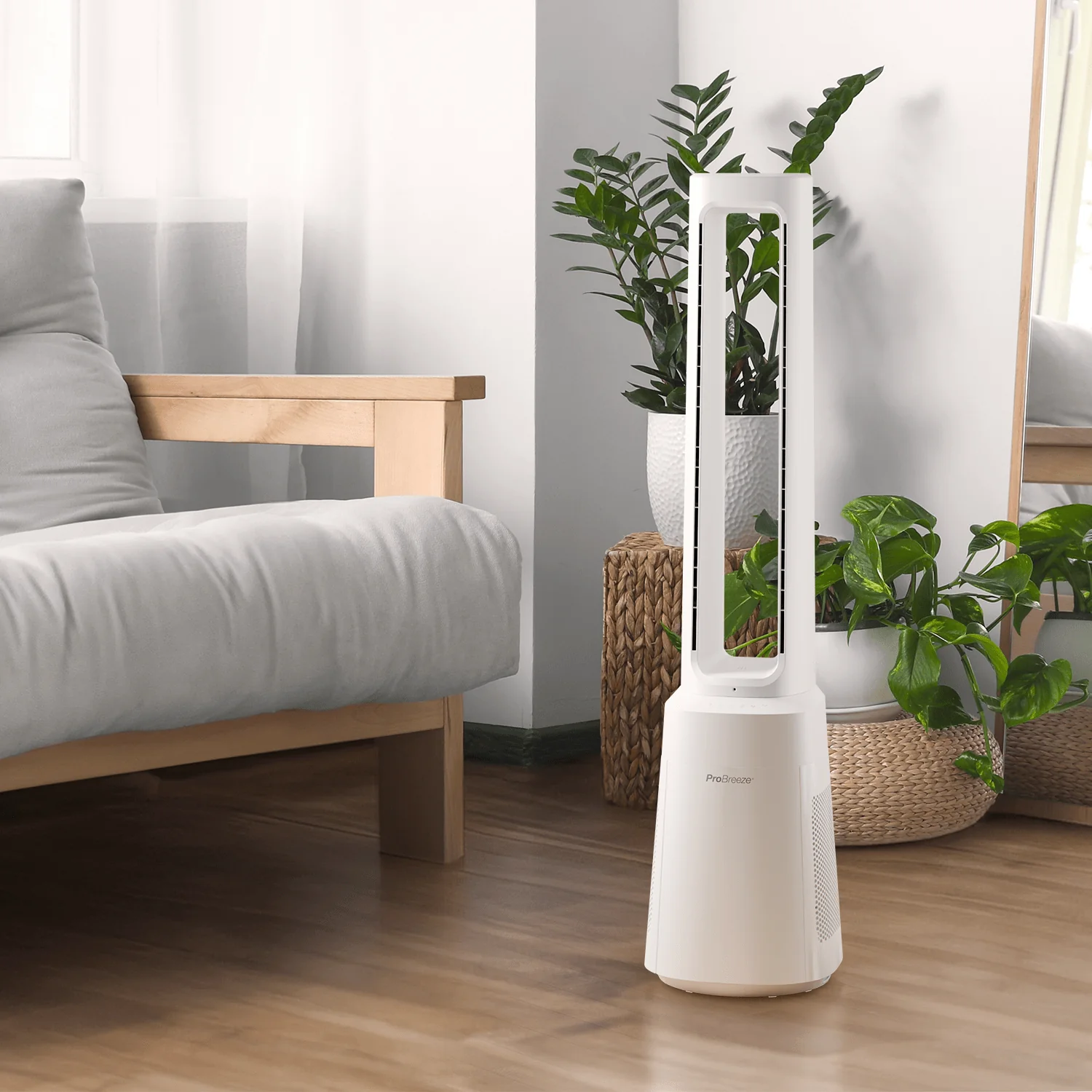 OmniAir 41 Premium bladløs tårnventilator med luftrenser - hvid