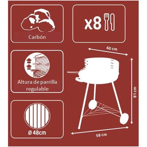 Nouveau barbecue au charbon de bois Manaus 48 cm
