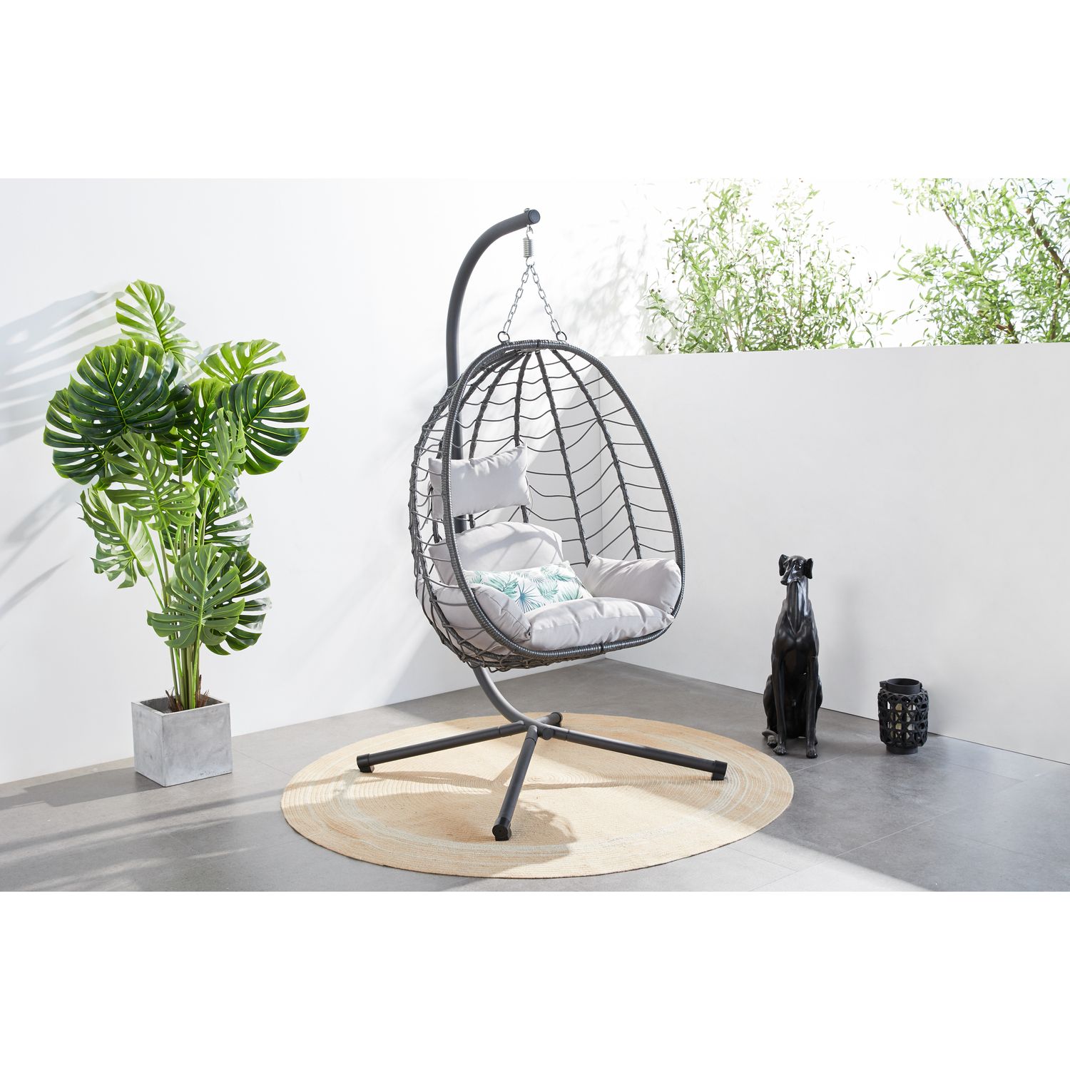 Lima Hängesessel, graues Kunstharz