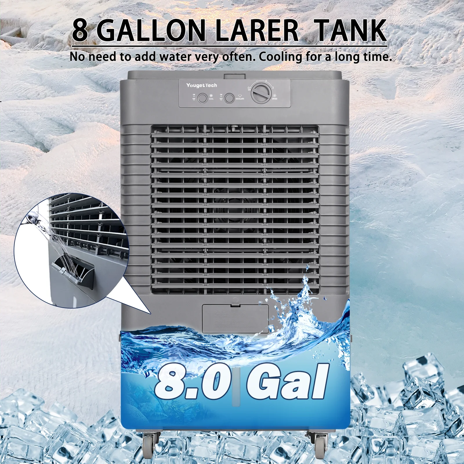 Yougettech 37'' Portable 3000CFM Evaporative Air Cooler