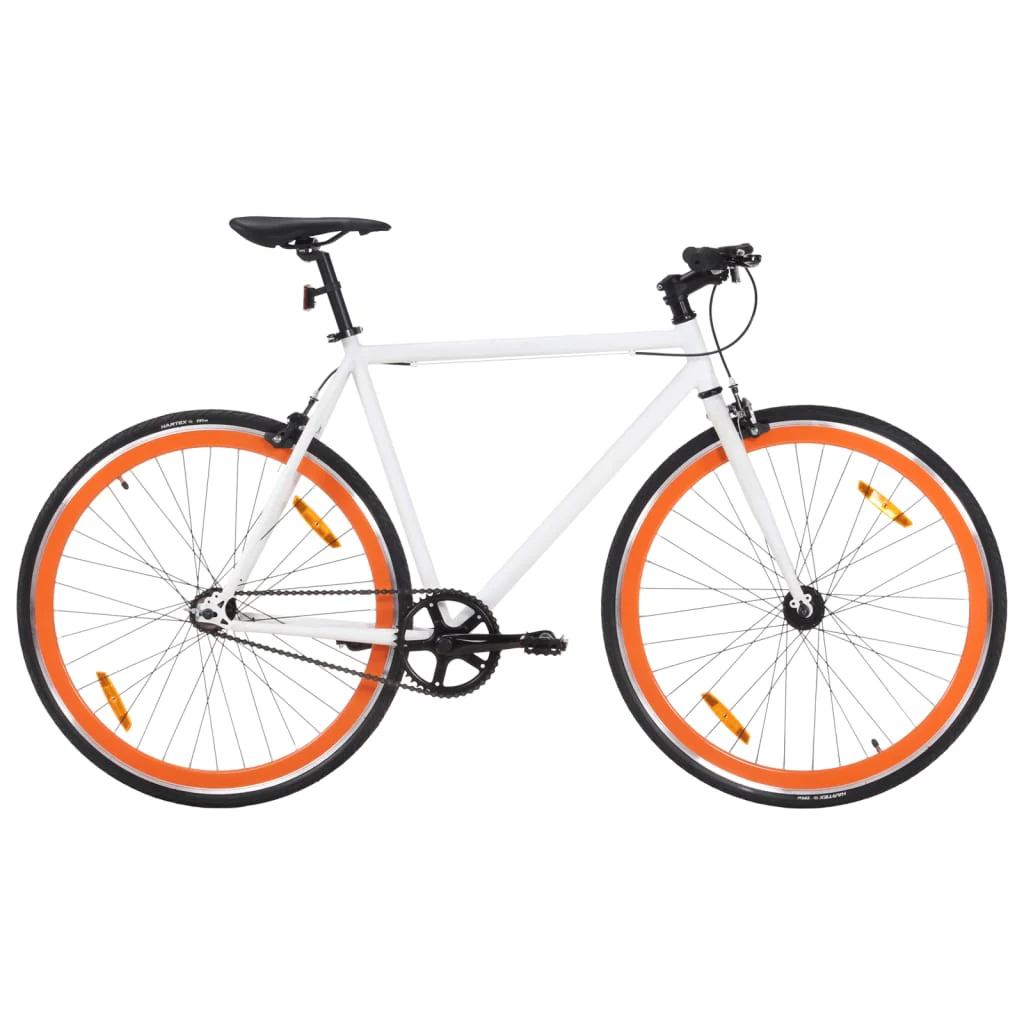 2025 Hvid og orange cykel med fast gear 700c 55cm v7225