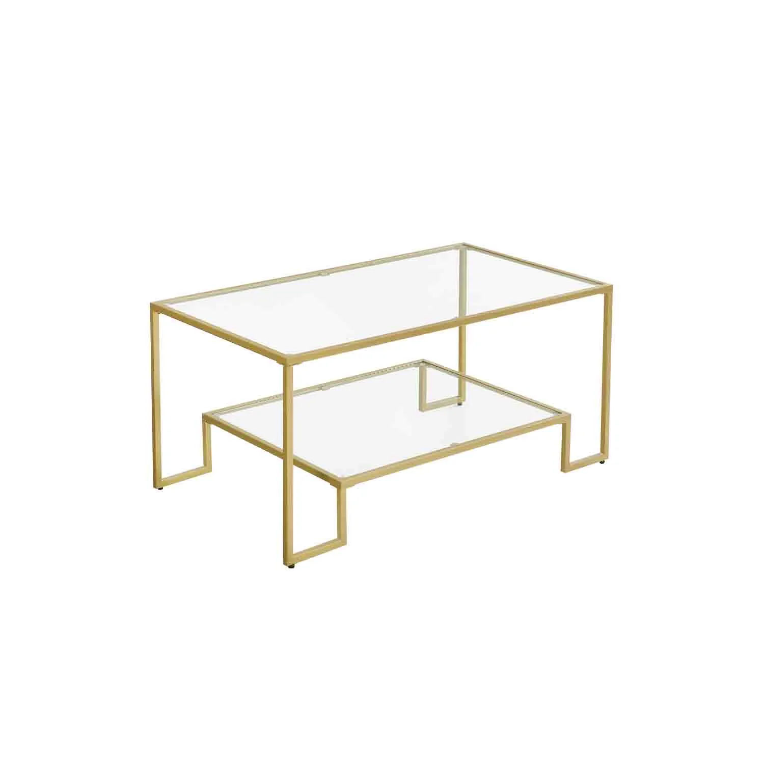 Table basse en verre avec plateau de rangement en verre trempé