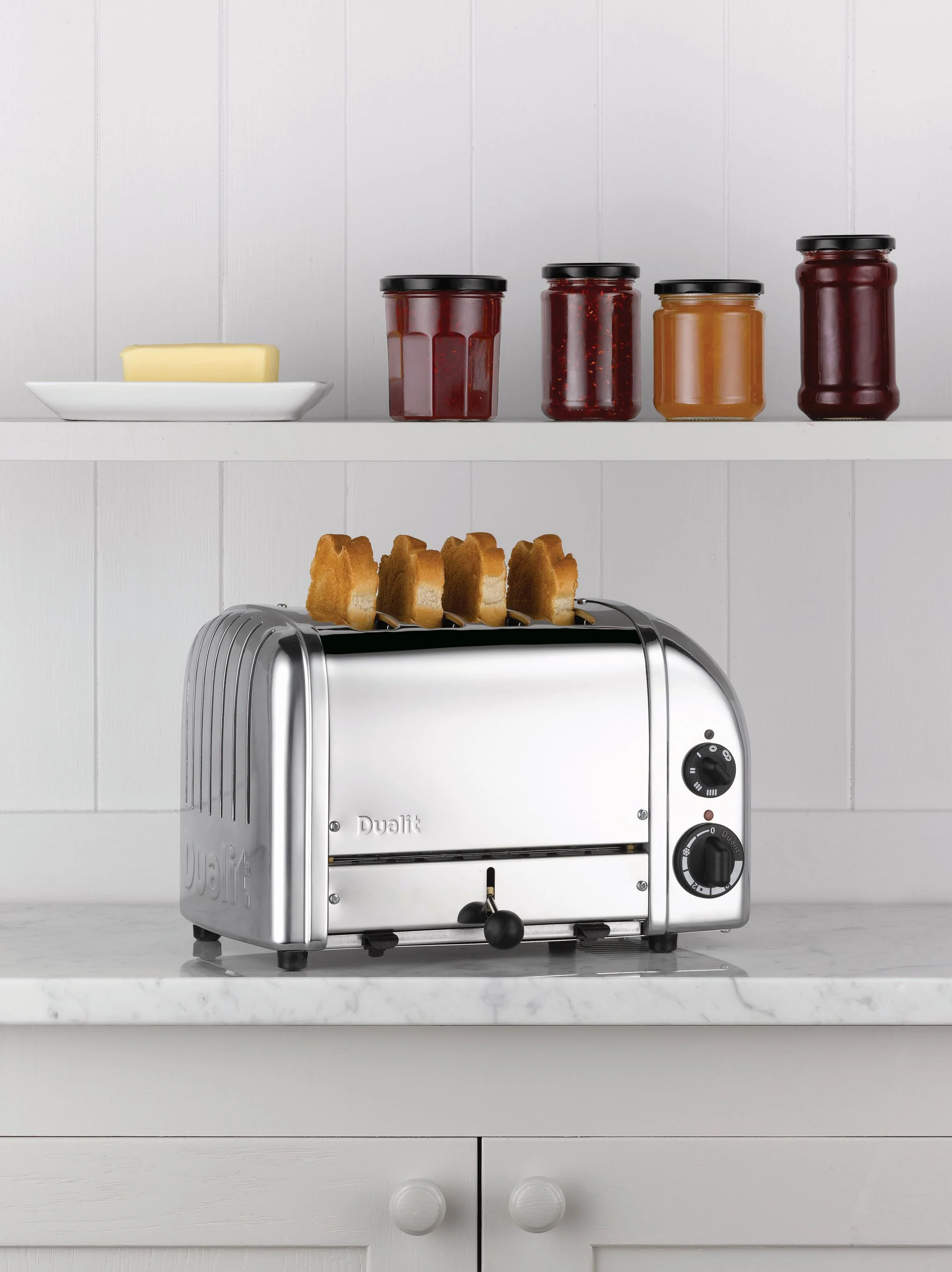 2025 Dualit Classic brødrister med 4 huller – poleret metalfinish