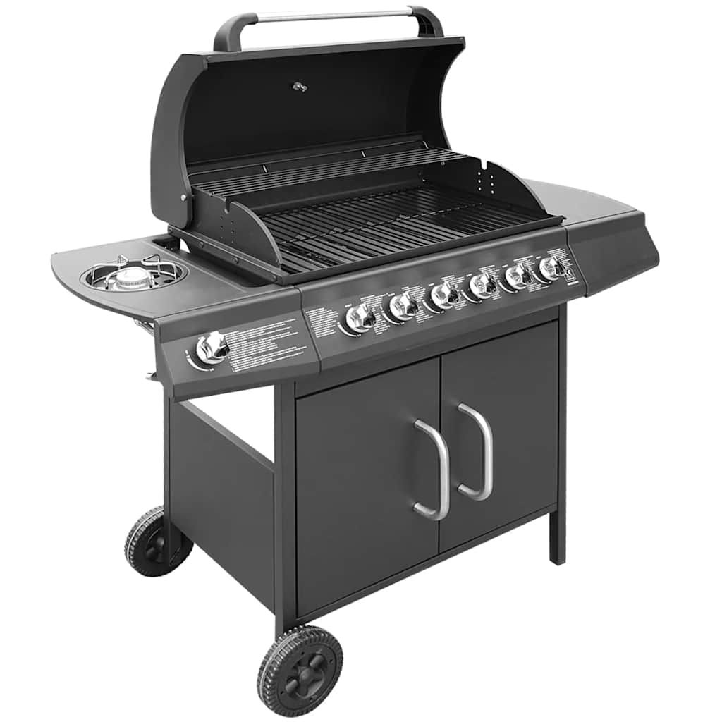 Vidaxl Gasgrill mit 6+1 Brennern, Schwarz