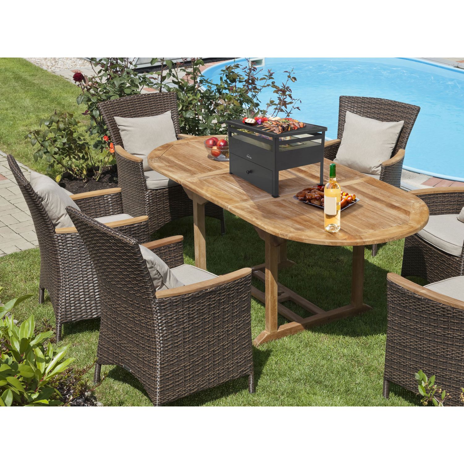 1,5-Liter-Ethanolgrill, Grillplatte aus rotem Stahl und rechteckiger Eisenplatte