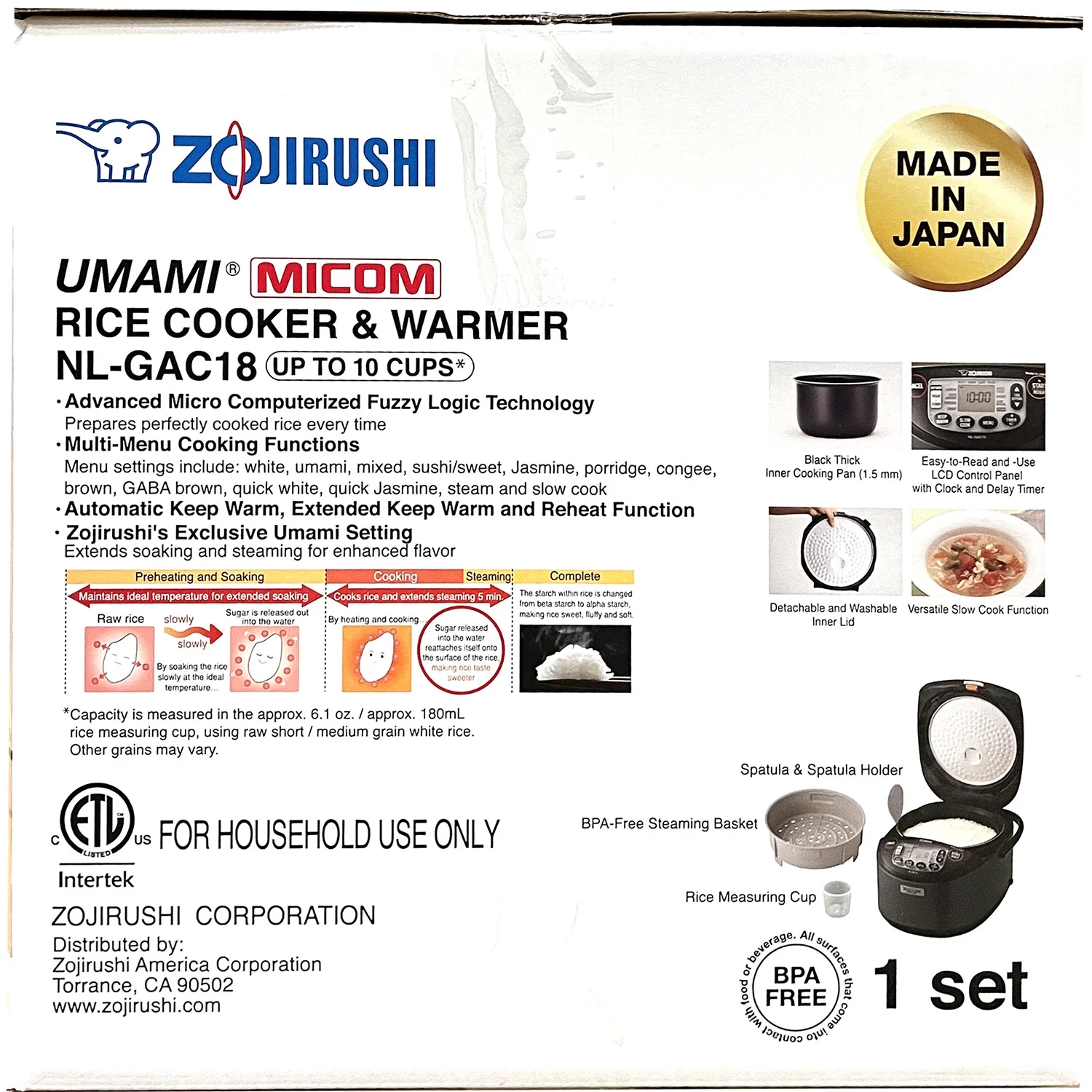 Zojirushi NL - GAC18BM 10 Cup (Uncooked) Umami Micom Rice Cooker and Warmer