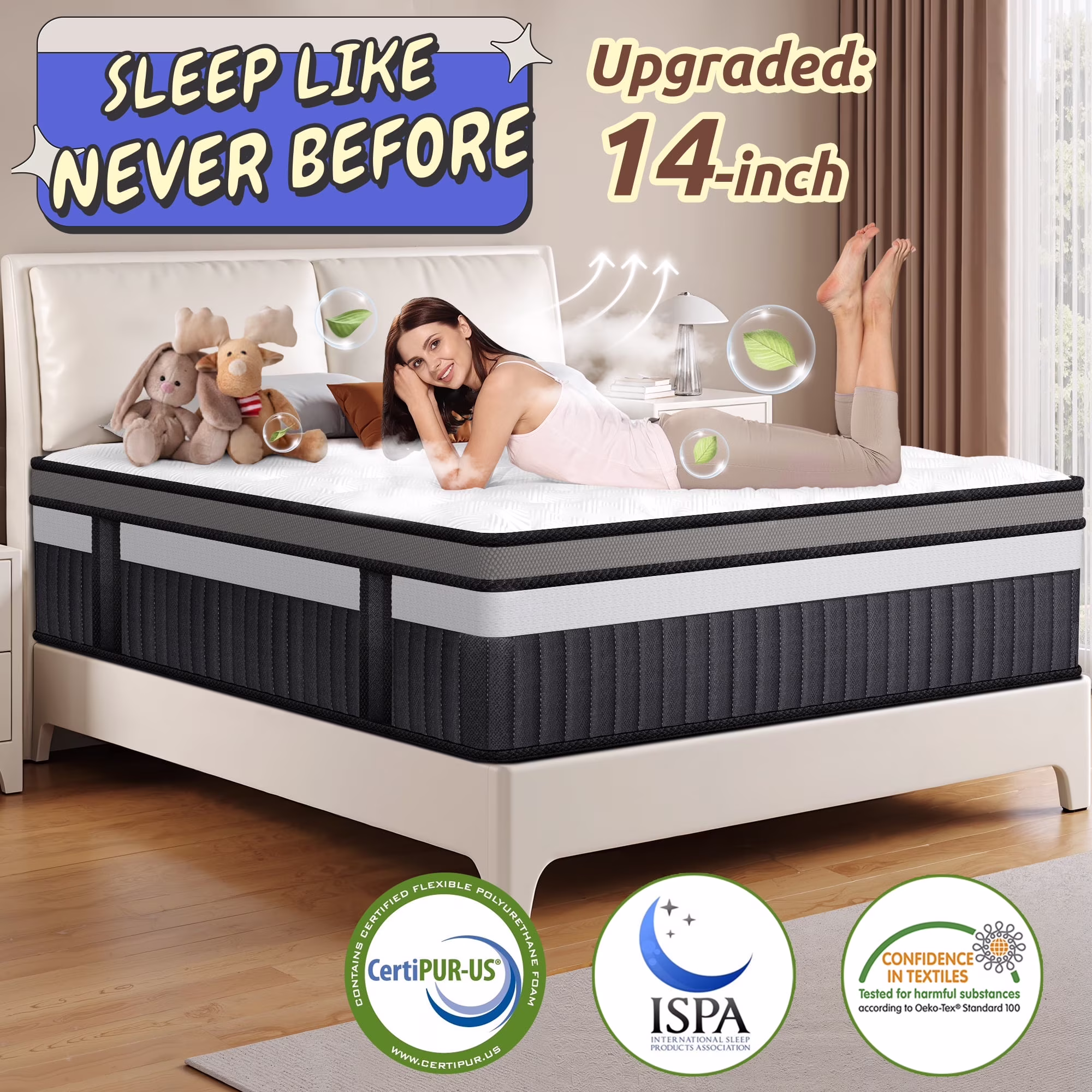 Queen Size Mattress in a Box, 14 in Gel Memory Foam Mattress for Cool Night & Pressure Relief, Medium Plush Feel with Motion Isolating, Breathable Fabric