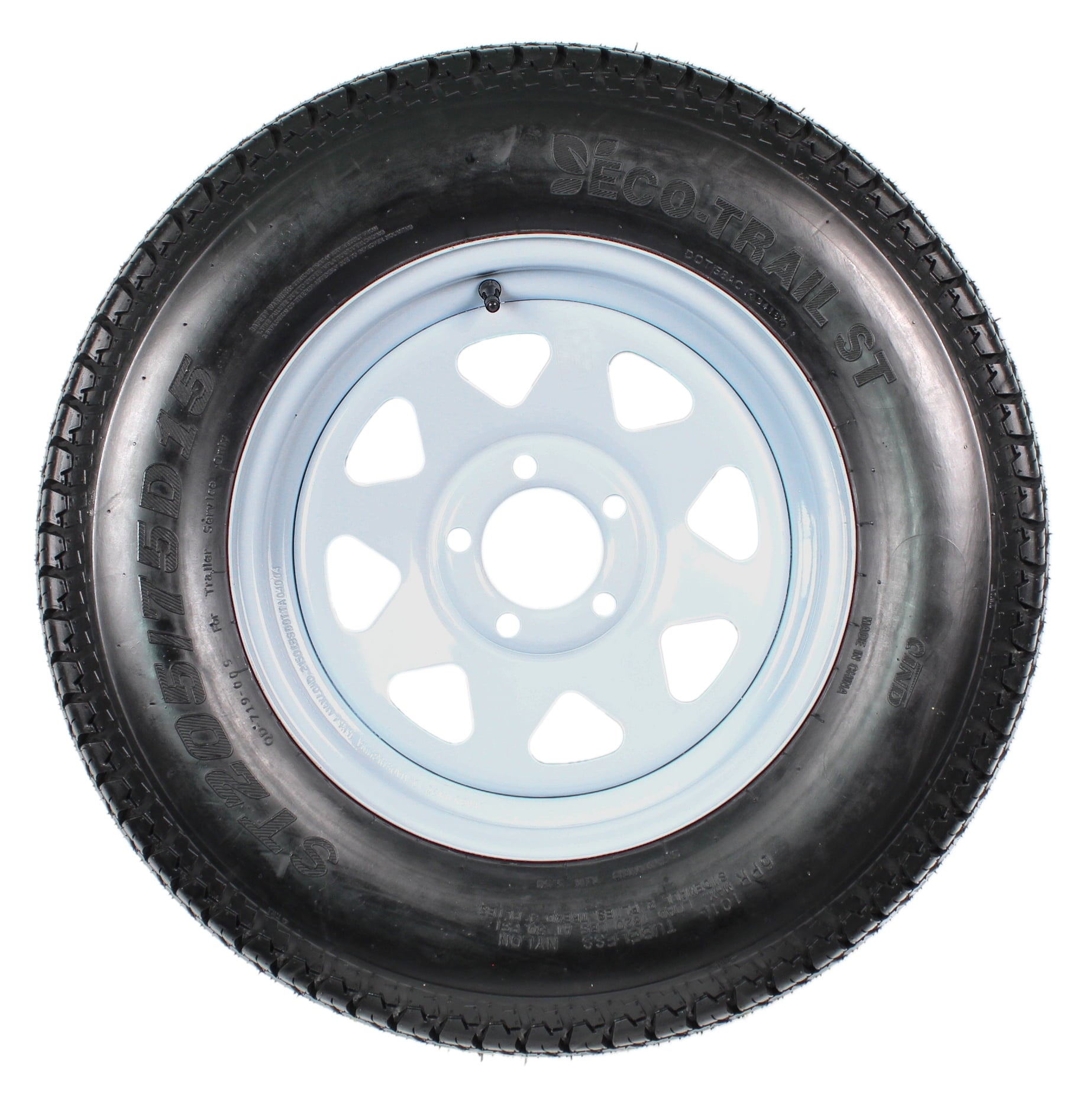 Trailer Tire On Rim ST205/75D15 205/75 D 15 in. LRC 5 Hole White Spoke