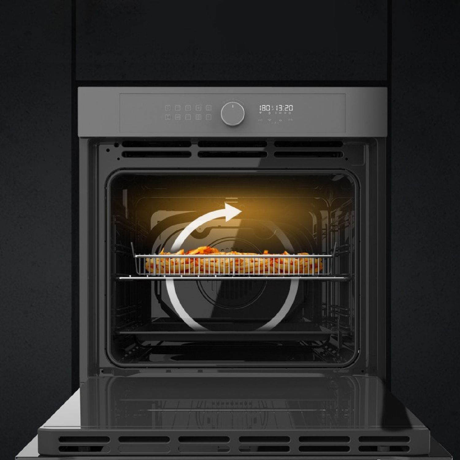 Four encastrable Airfryer Glass Grey, capacité de 81 L, 11 fonctions avec Airfryer Master, Pizza Master, Steam Assist, Steam Ea