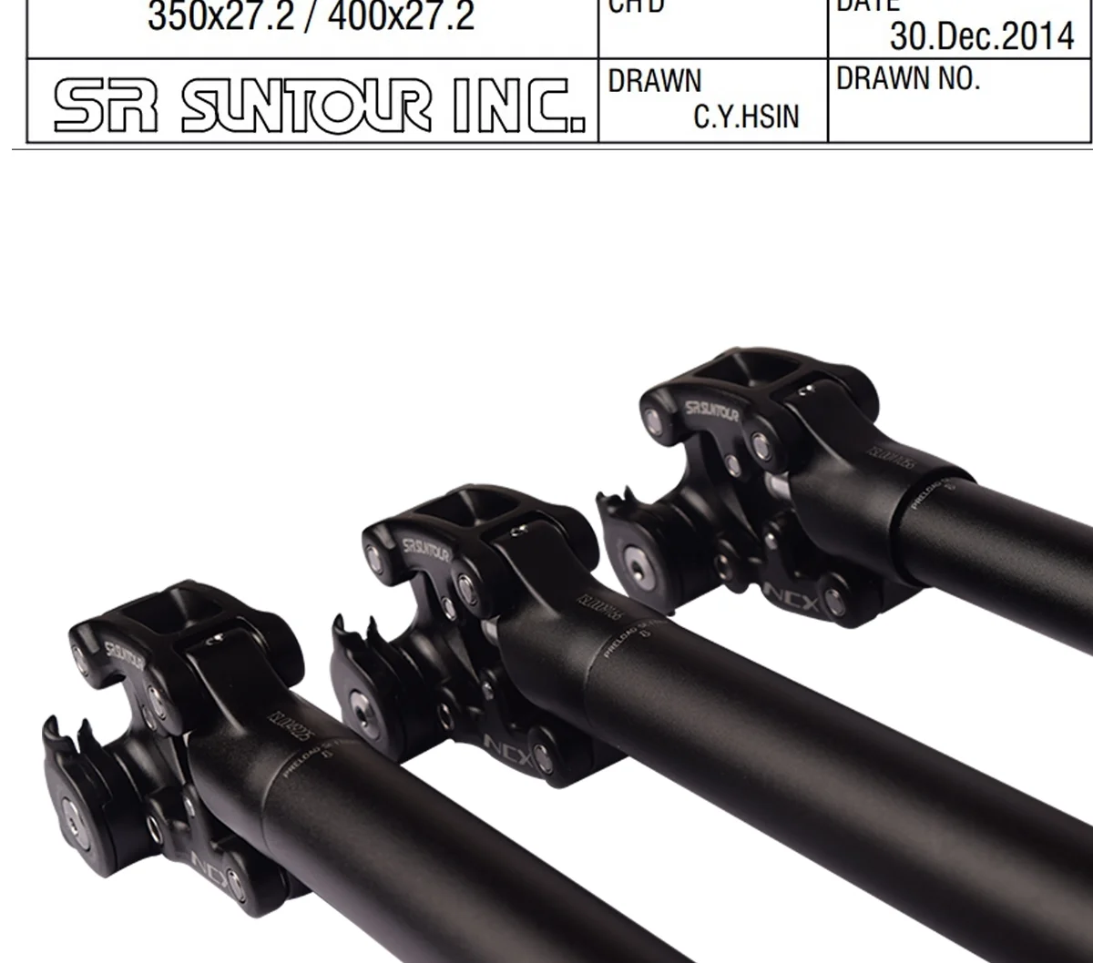 SR Suntour NCX Bicycle Suspension Seat Post with Standard Spring，specification 27.2*350mm