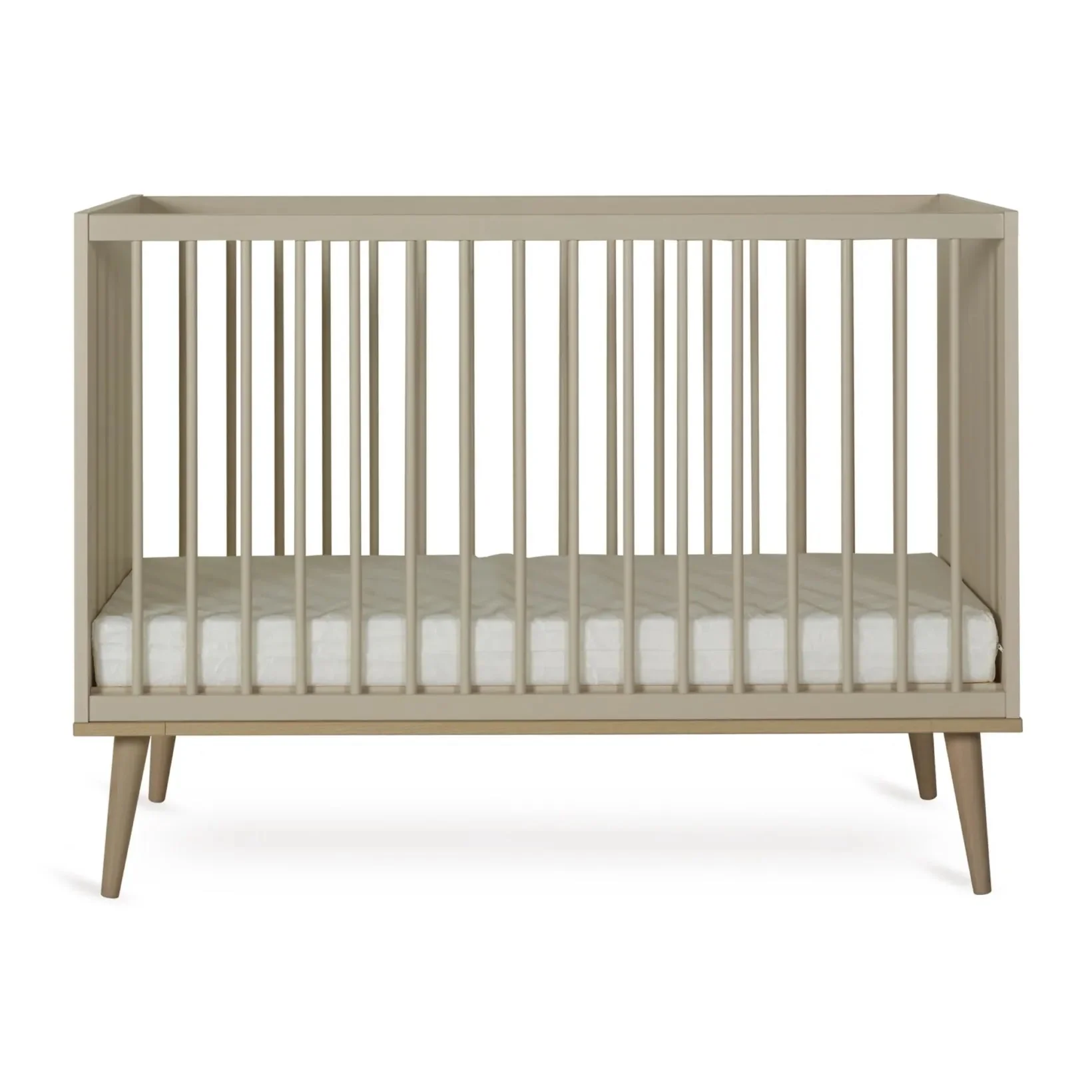 2025 Quax Flow-seng – 60x120 cm | Grå og bøgetræ | Justerbar højde. FSC-certificeret | Med lamelbund. Madras medfølger ikke.