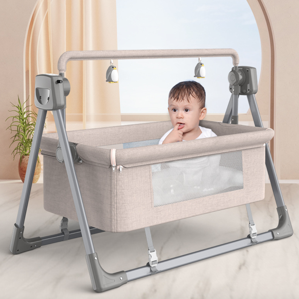 Berceau électrique intelligent pour bébé avec musique, berceau, matelas et literie pour chambre d