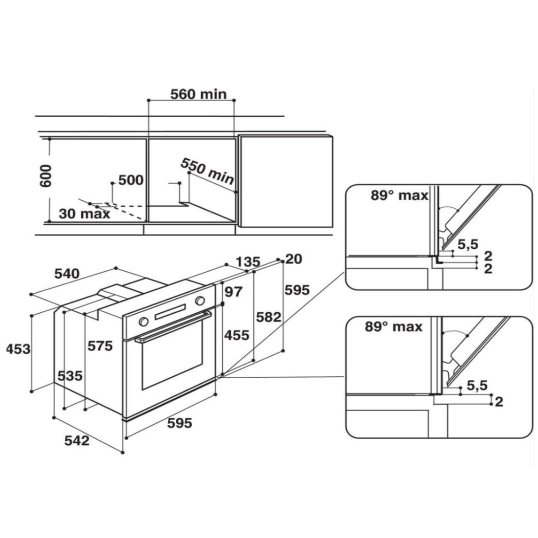 Whirlpool indbygget multifunktionsovn 73L 60cm A+ rustfrit stål katalysator - AKZ96240NB