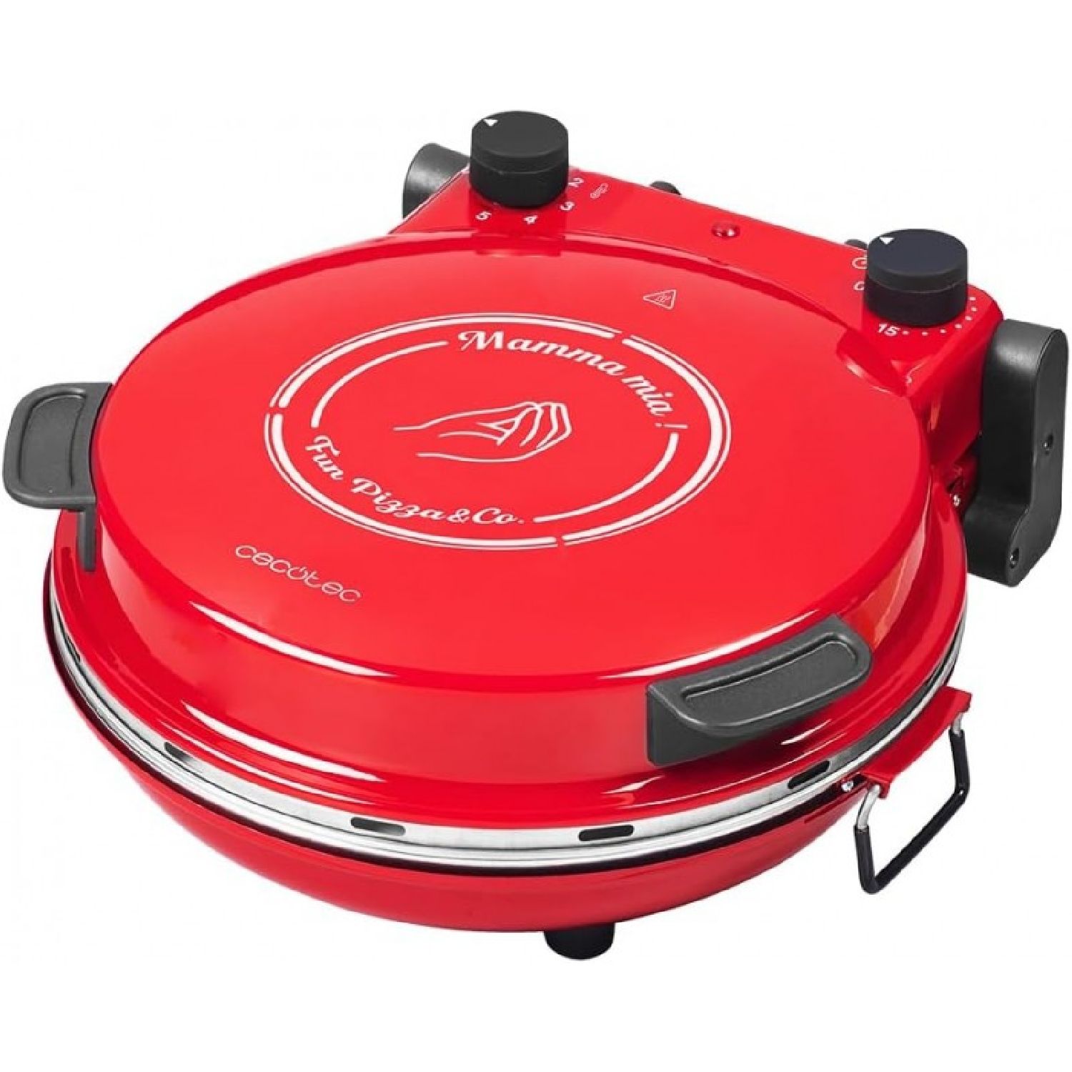 Fun Pizza&co Mamma Mia elektrisk grillovn til pizza, 1200 W, 15 minutters timer, maks. temperatur på 420ºC på 3 minutter, stenplade.