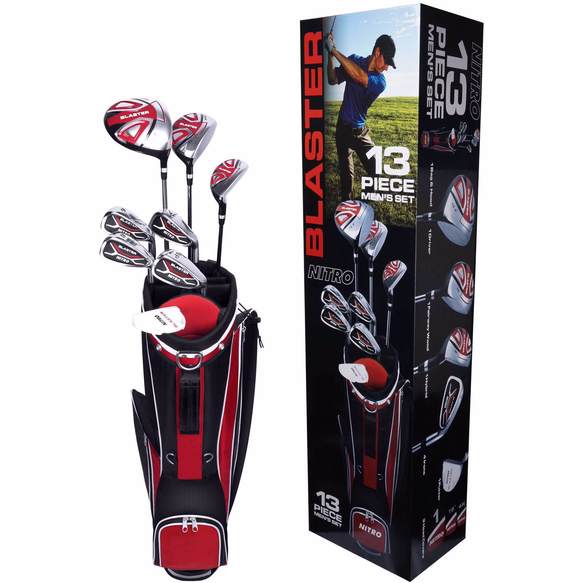 Nitro Men'S Blaster 13 - Piece Golf Club Set - Right - Handed, Complete with Bag & Headcovers