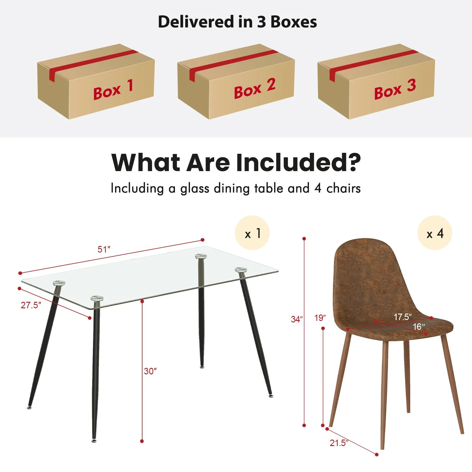 Tangkula Modern Kitchen Table and Chairs for 4