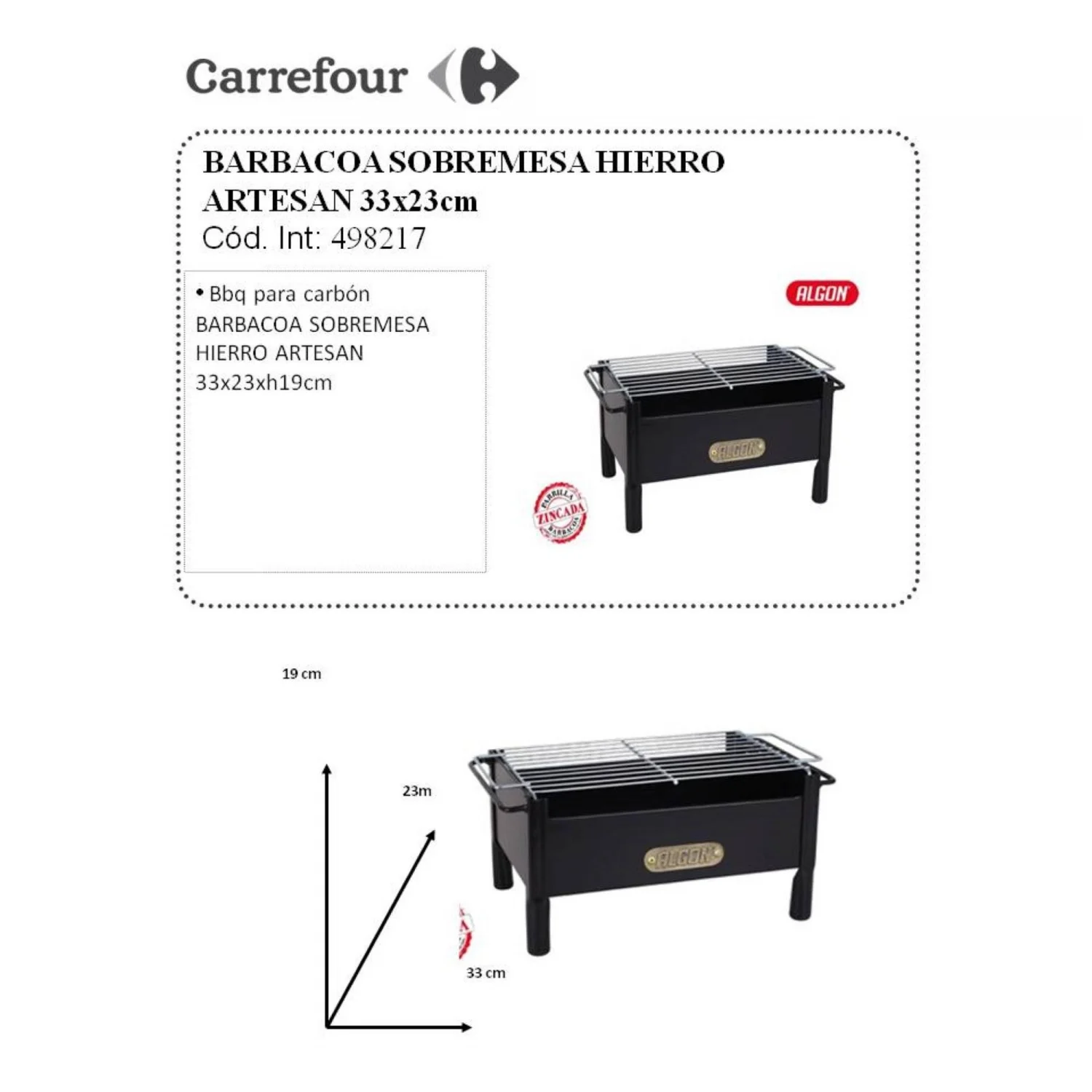 Bordgrill, håndlavet jern, 33x23 cm, bomuld