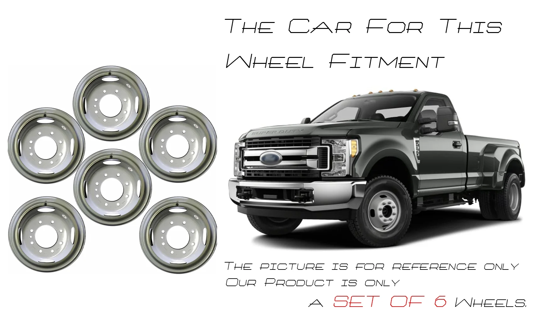 Set of 6 New 16" Dually Steel Wheels for 1999 - 2004 Ford F350SD DRW Super - Duty OEM Design Rim