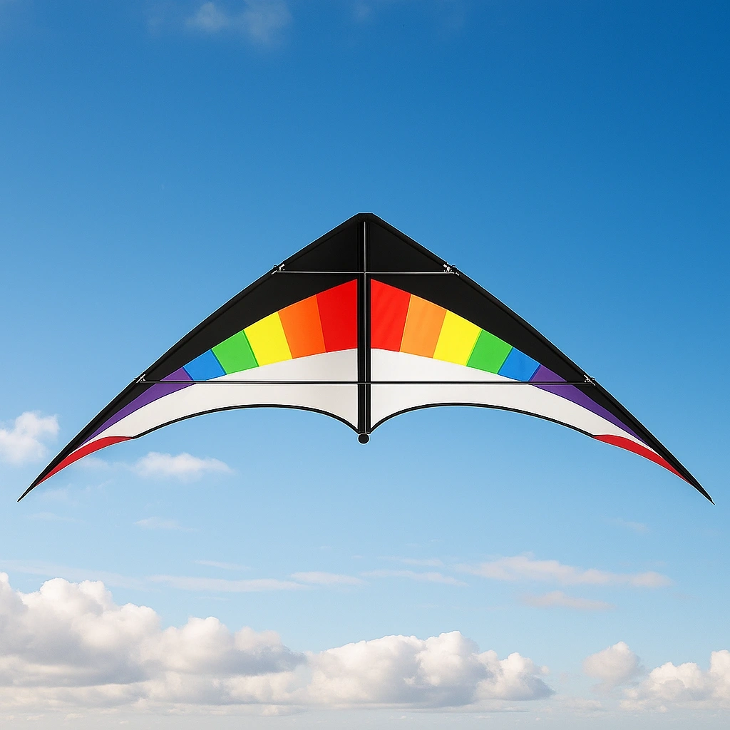 Cerf-volant 4 lignes avec armature en carbone, multicolore, en nylon, pour usage extérieur, 200 x 50 x 2 cm - sismbjr209yv