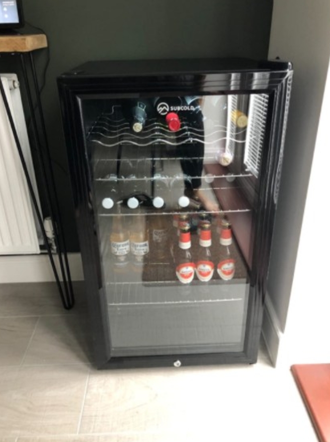 Subcold Super85 LED – Under-Counter Fridge | 85L Beer, Wine & Drinks Fridge | LED Light + Lock and Key | Energy Efficient (Silver, 85L) [Energy Class E]