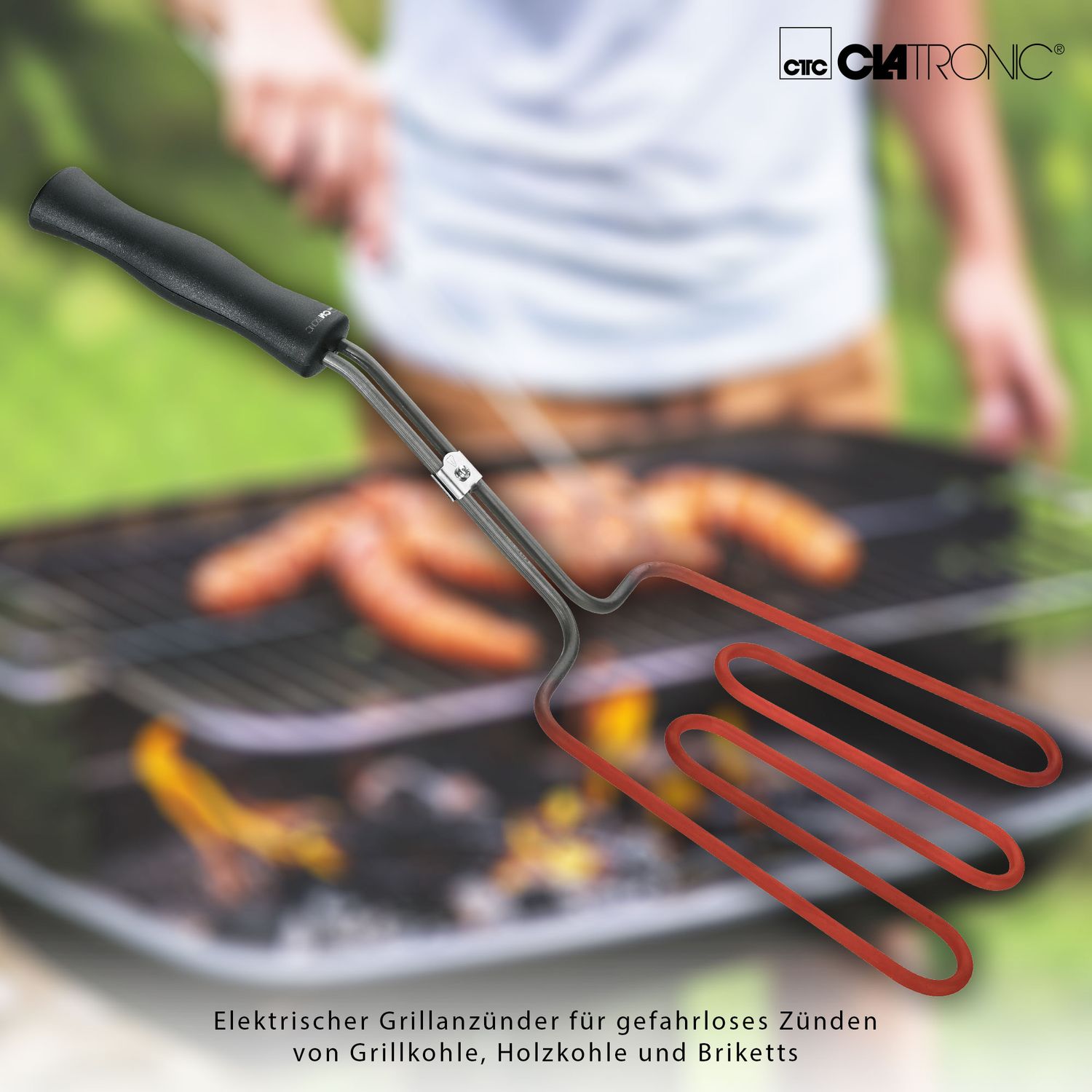 Elektrischer Grillanzünder, minimale Rauchentwicklung, Silber, 800 W Clatronic Ega 3404