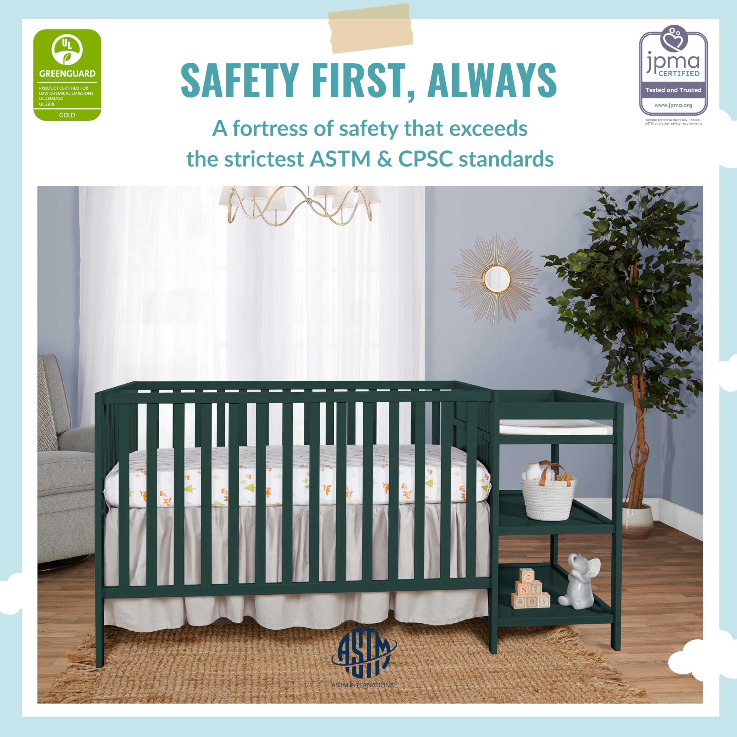 2025 Synergy Cabriolet Tremmeseng med Puslebord. Olivengrøn