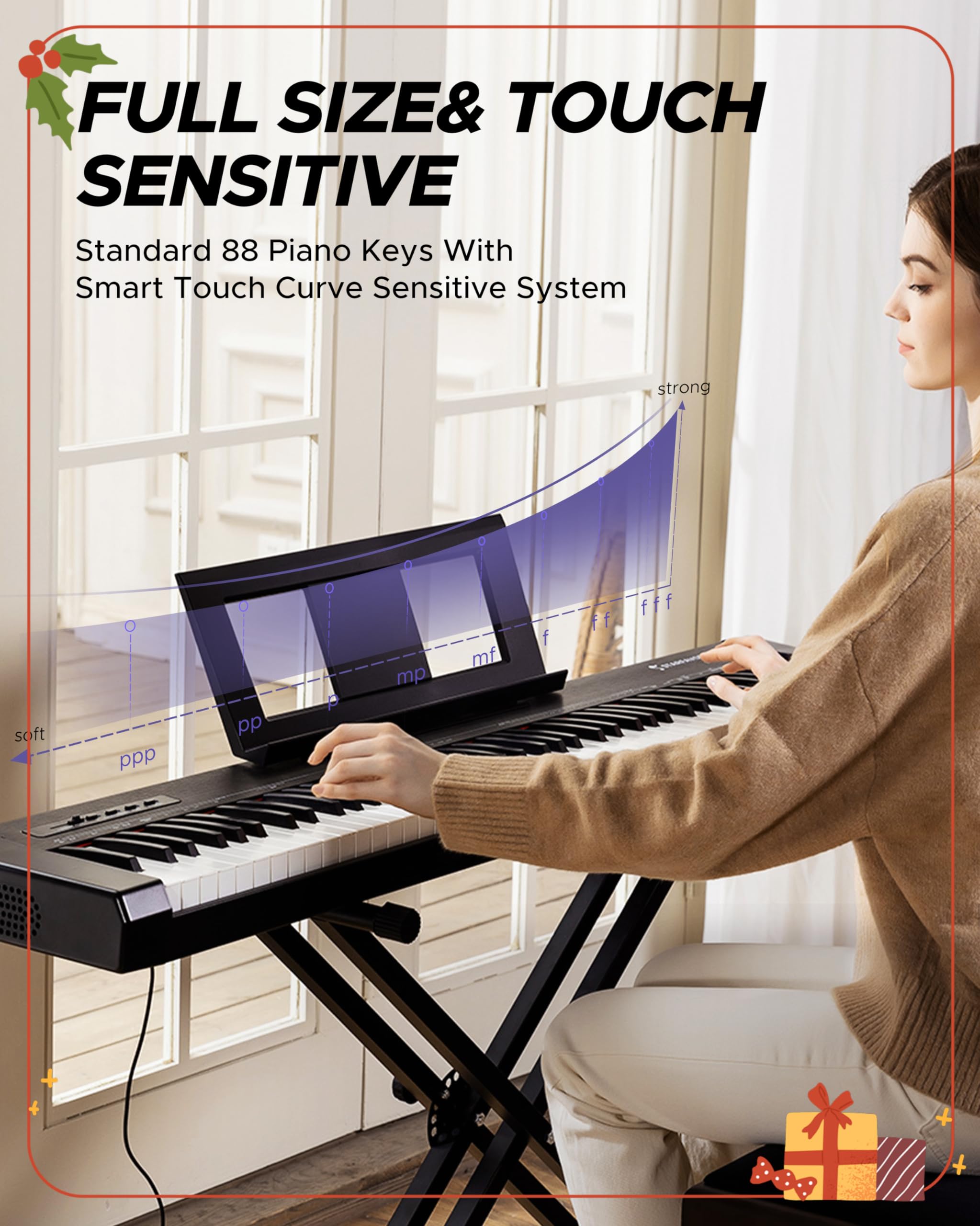 2025 Starfavor Elektrisk Keyboard til Begyndere med Semi-Vægtede Tangenter (SP-10)