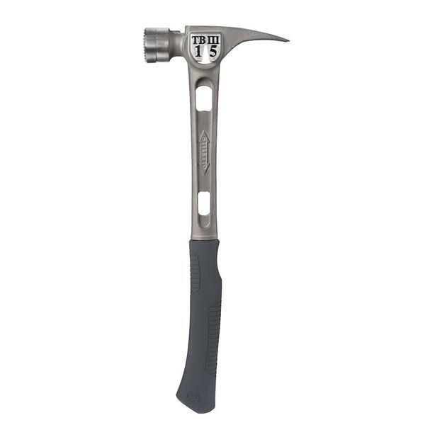 Marteau stylet en titane TB3MC Ti-Bone III de 425 g (15 oz) avec face usinée et manche incurvé